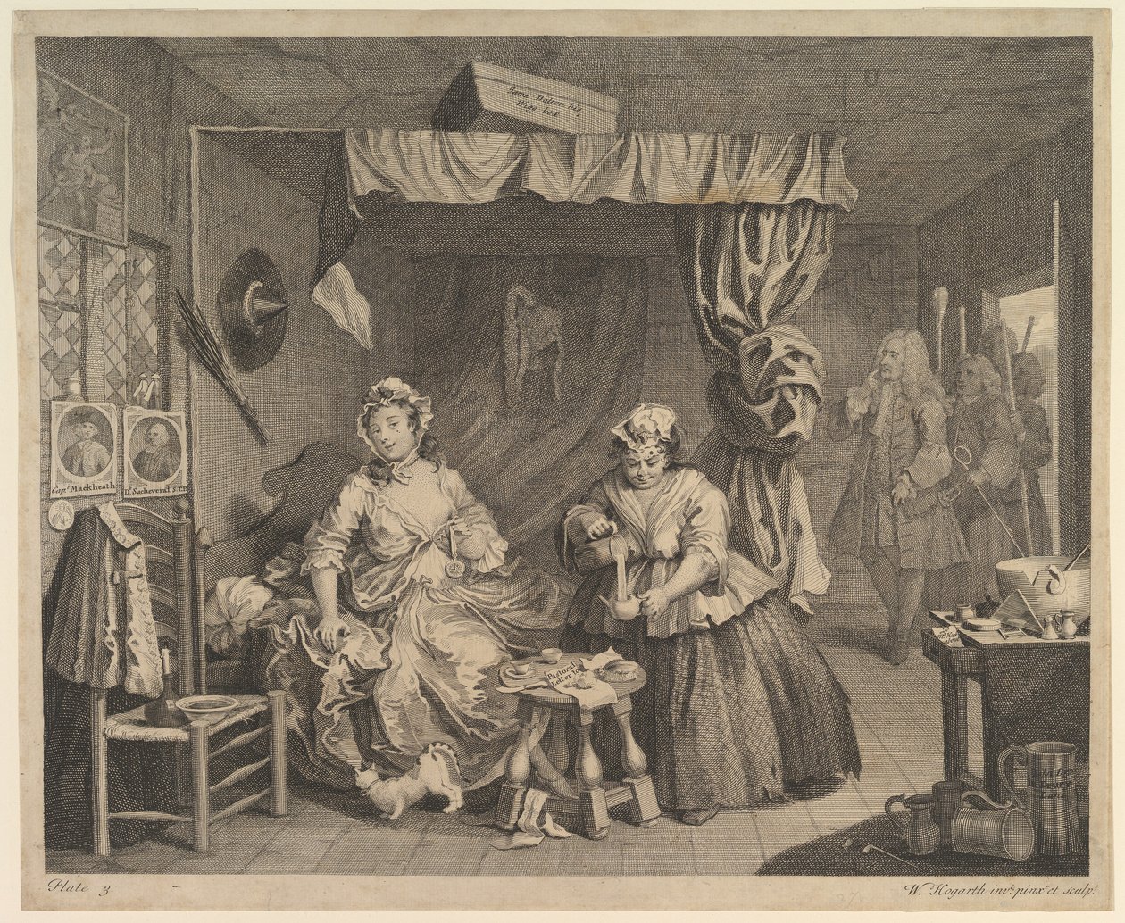 تقدم Harlots ، اللوحة 3 ، قبل أبريل 1732. بواسطة وليام هوغارث