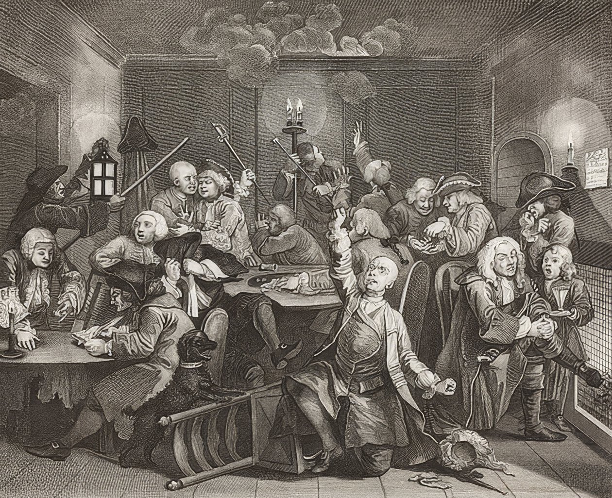 A Rake؟ S Progress ، اللوحة 6: The Rake at a Gaming House - Sheet 6: Tom Rakewell في وكر مقامرة. 1735 بواسطة وليام هوغارث
