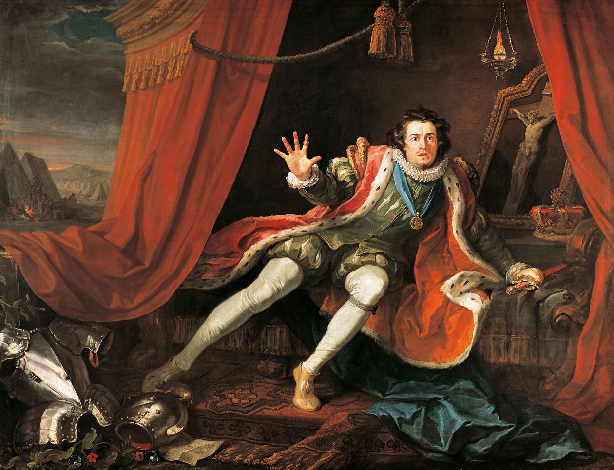 الممثل ديفيد جاريك (1717-1779) في دور ريتشارد الثالث ، بقلم ويليام شكسبير (1564-1616) ، بقلم ويليام هوغارث (1697-1764) ، زيت على قماش بواسطة وليام هوغارث