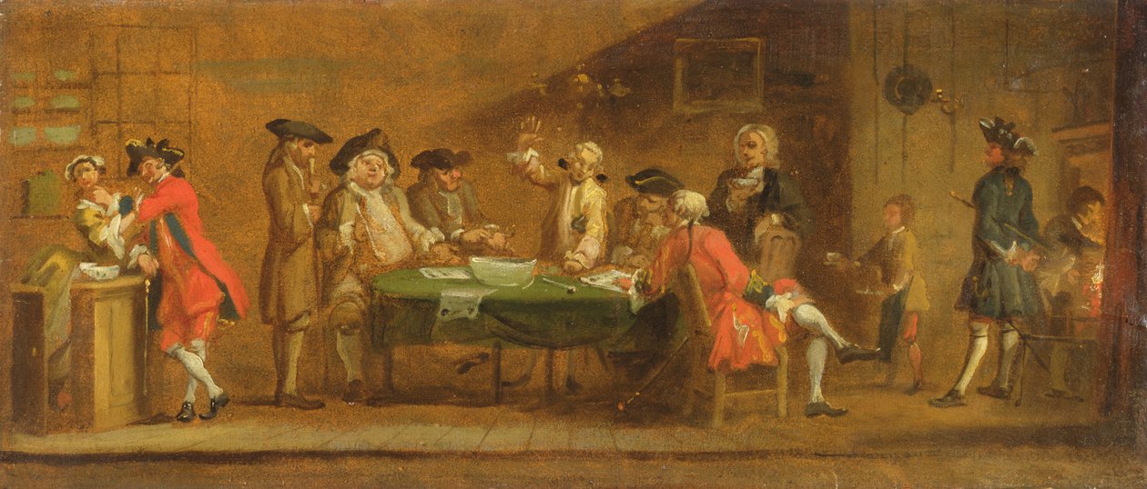 شخصيات في حانة أو مقهى ، 1720 بواسطة وليام هوغارث