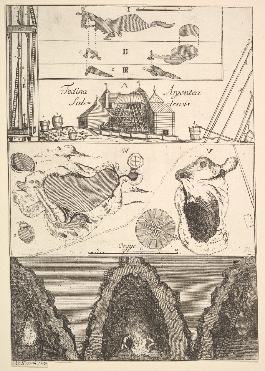 Fodina argentea Sahlensis - منجم فضي في سالا - أنا من Aubry de La Mottrayes Tra ...، 1723-24. بواسطة وليام هوغارث