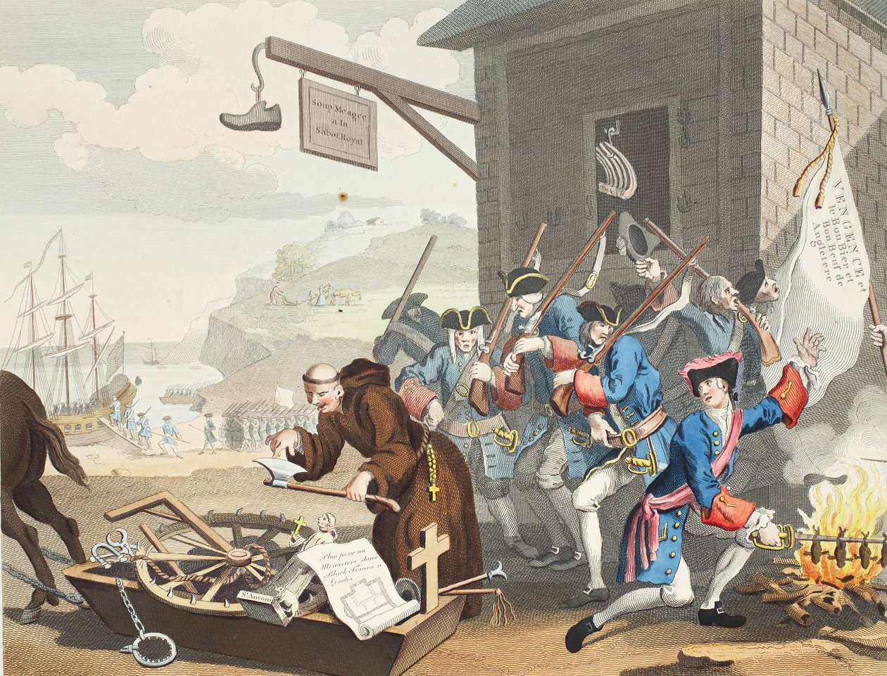 فرنسا ، رسم توضيحي من "Hogarth Restored: The Whole Works of the William William Hogarth الشهير ، أعيد نقشه توماس كوك" ، الحانة. 1812 (نقش يدوي) بواسطة وليام هوغارث
