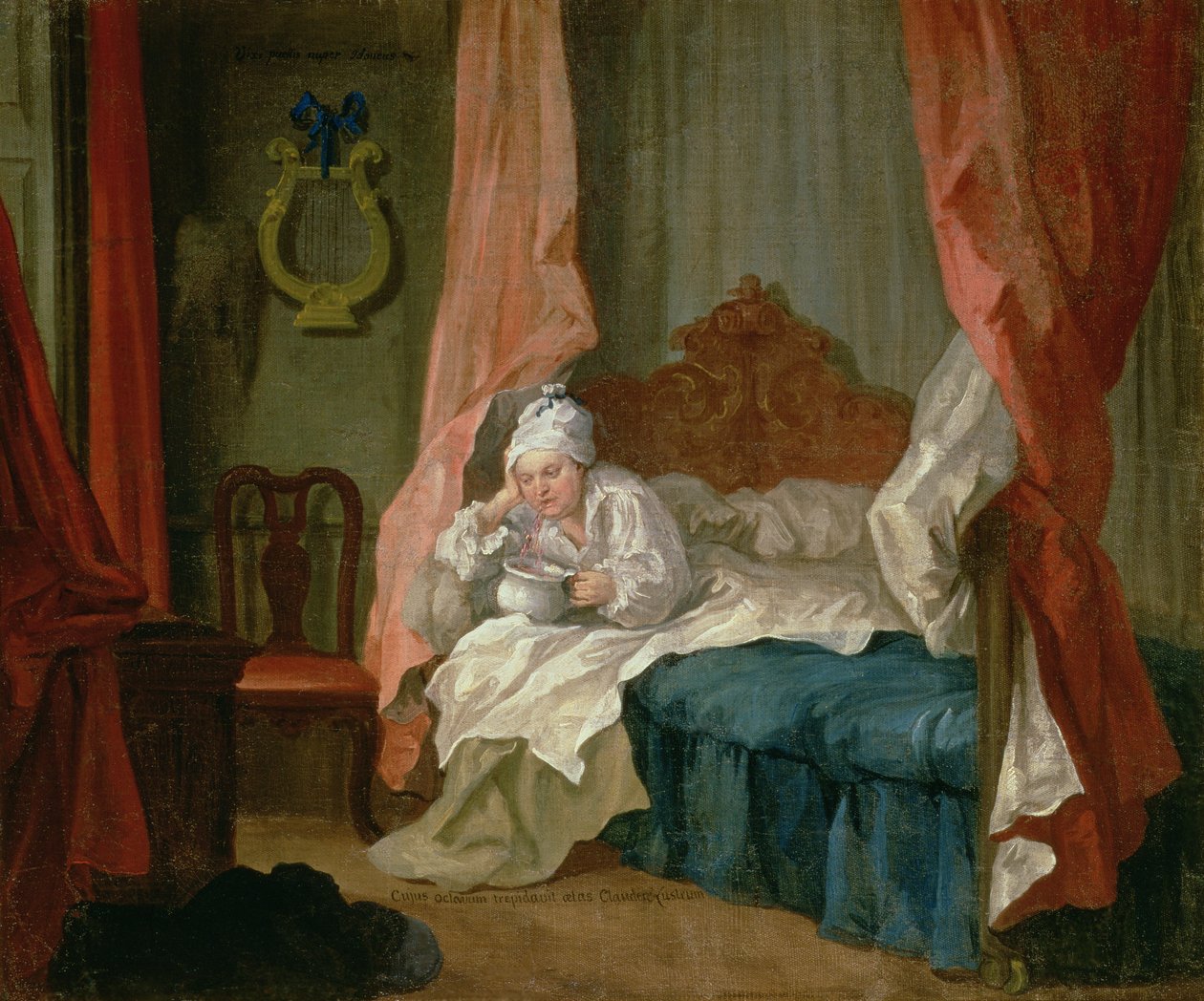 فرانسيس ماثيو شوتز في سريره ، 1755-60 بواسطة وليام هوغارث