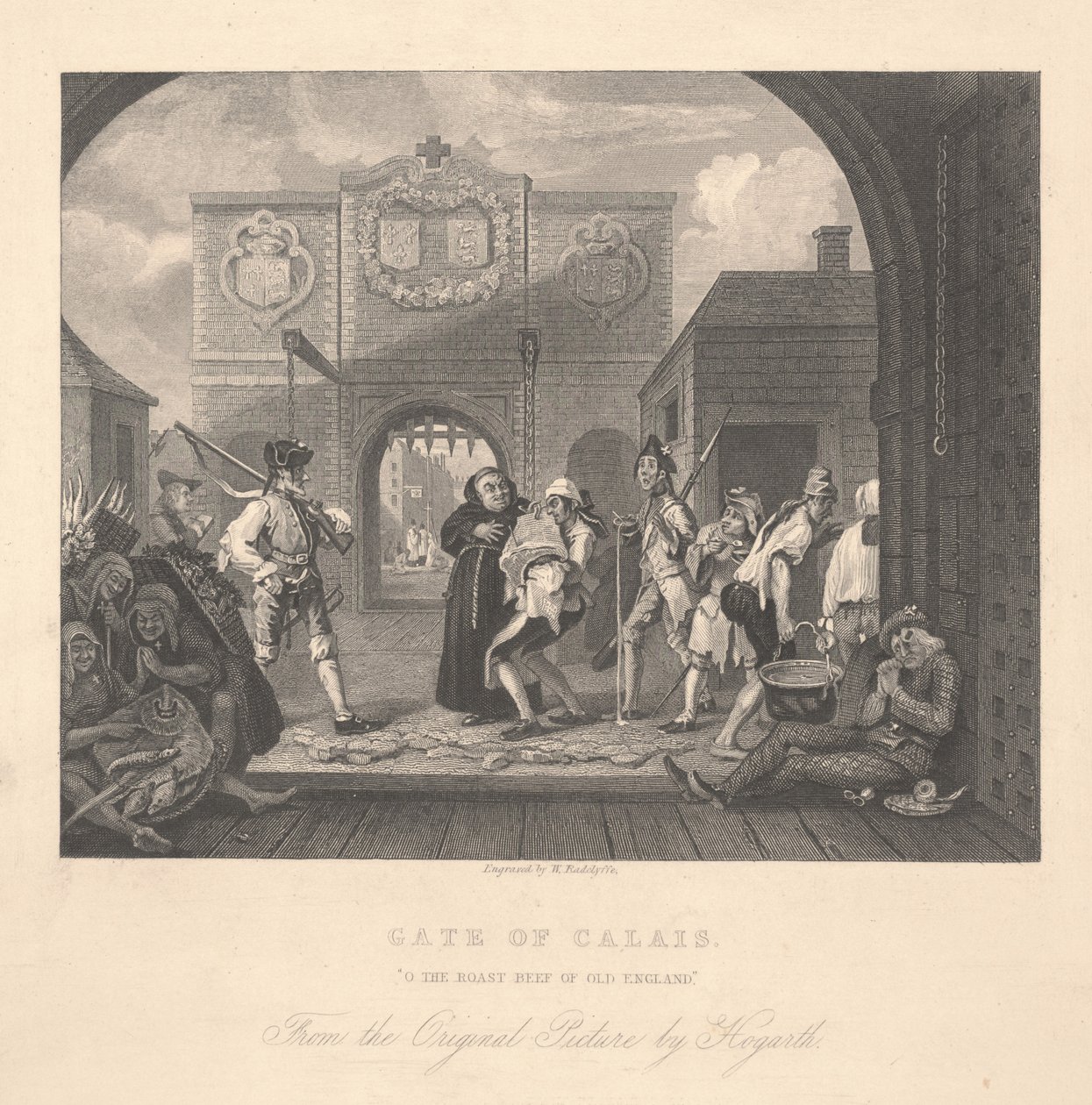 بوابة كاليه ، نقشها ويليام رادكليف (1783-1855) بواسطة وليام هوغارث