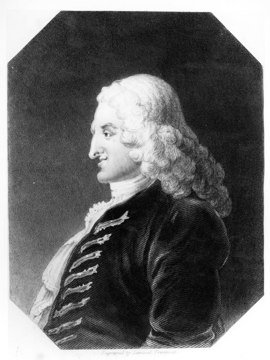 هنري فيلدنغ (1707-54) منقوش بواسطة صموئيل فريمان (1773-1857) بواسطة وليام هوغارث