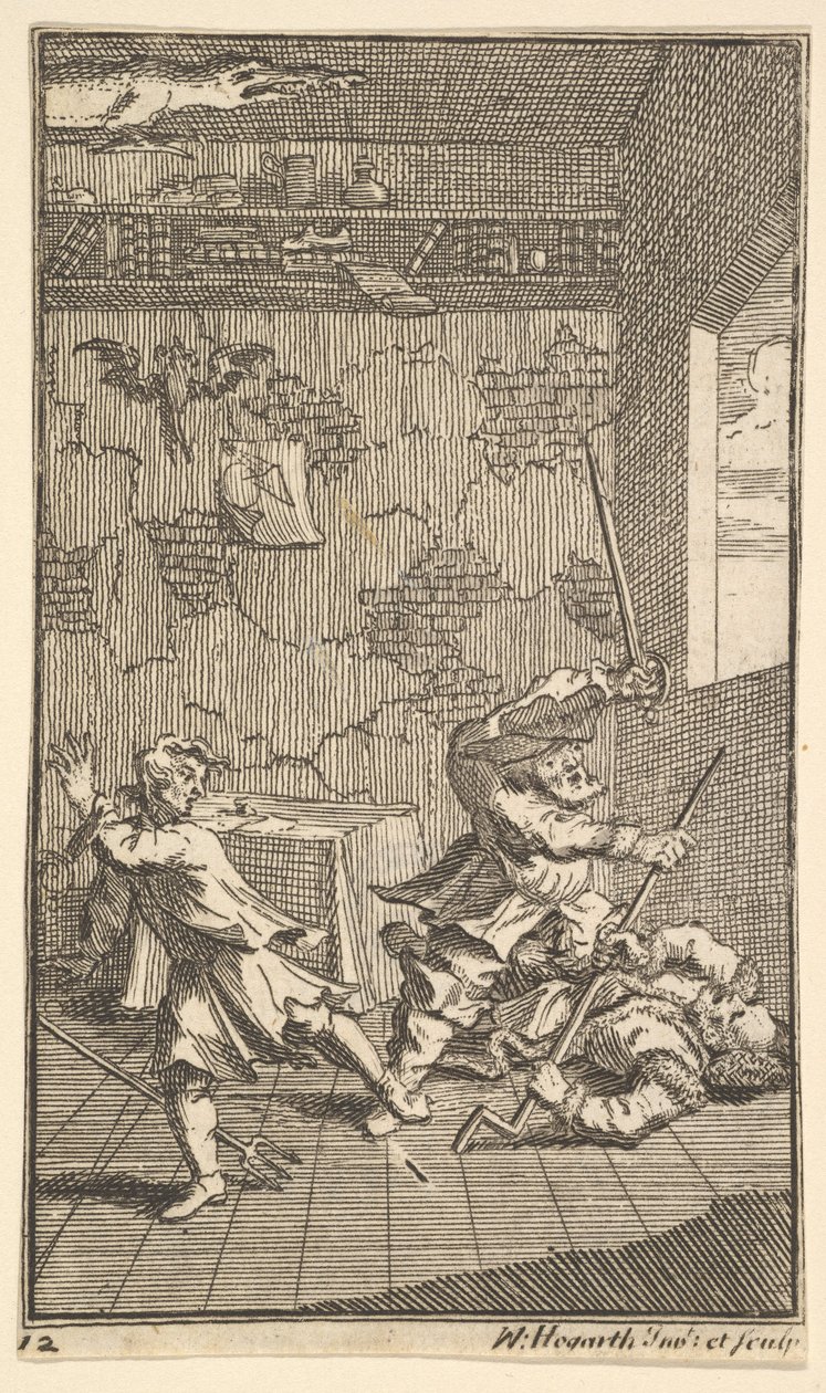 Hudibras الضرب Sidrophel و Whachum سبعة عشر الرسوم التوضيحية الصغيرة لصموئيل بتلر ... ، 1721-26. بواسطة وليام هوغارث