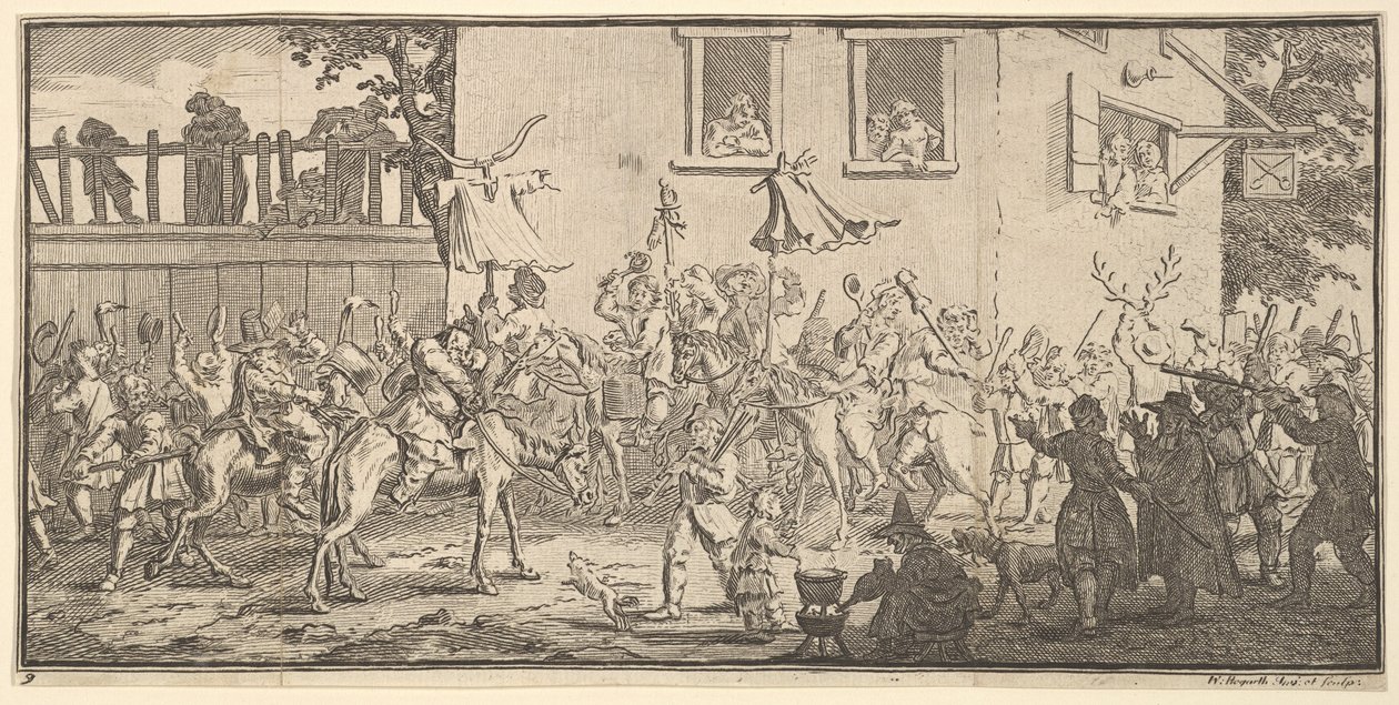 Hudibras و Skimmington سبعة عشر الرسوم التوضيحية الصغيرة لصموئيل بتلر Hudibra ... ، 1721-26. بواسطة وليام هوغارث