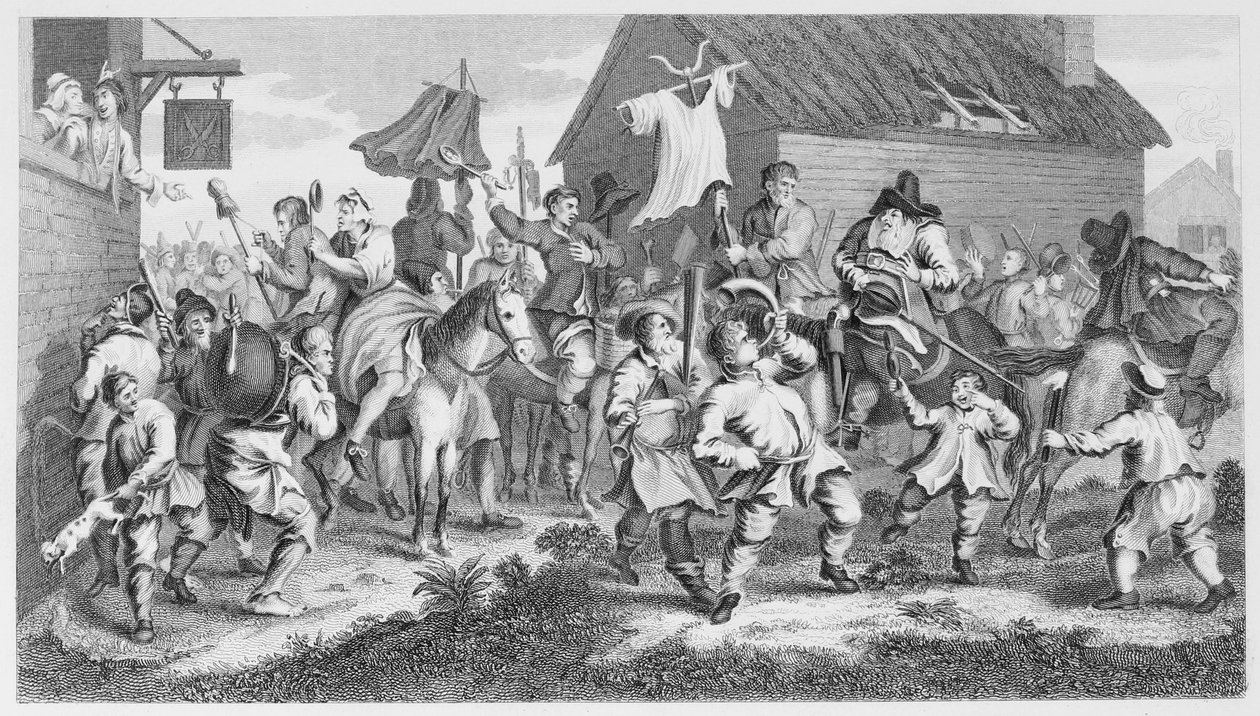 يصادف Hudibras Skimmington بواسطة وليام هوغارث
