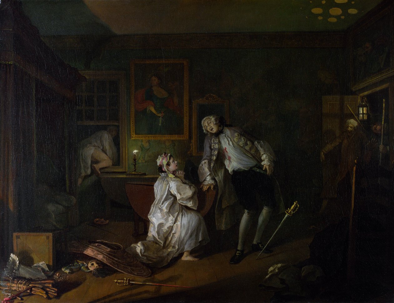 الزواج من نمط: V ، The Bagnio ، حوالي عام 1743 (زيت على قماش) بواسطة وليام هوغارث