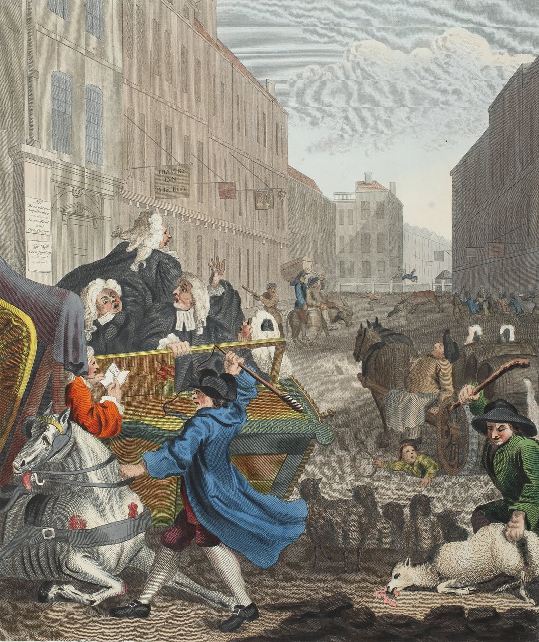 المرحلة الثانية من القسوة ، رسم توضيحي من "Hogarth Restored: The Whole Works of the الشهير William Hogarth ، الذي أعاد توماس كوك نقشه" ، حانة. 1812 (نقش ملون يدويًا) بواسطة وليام هوغارث