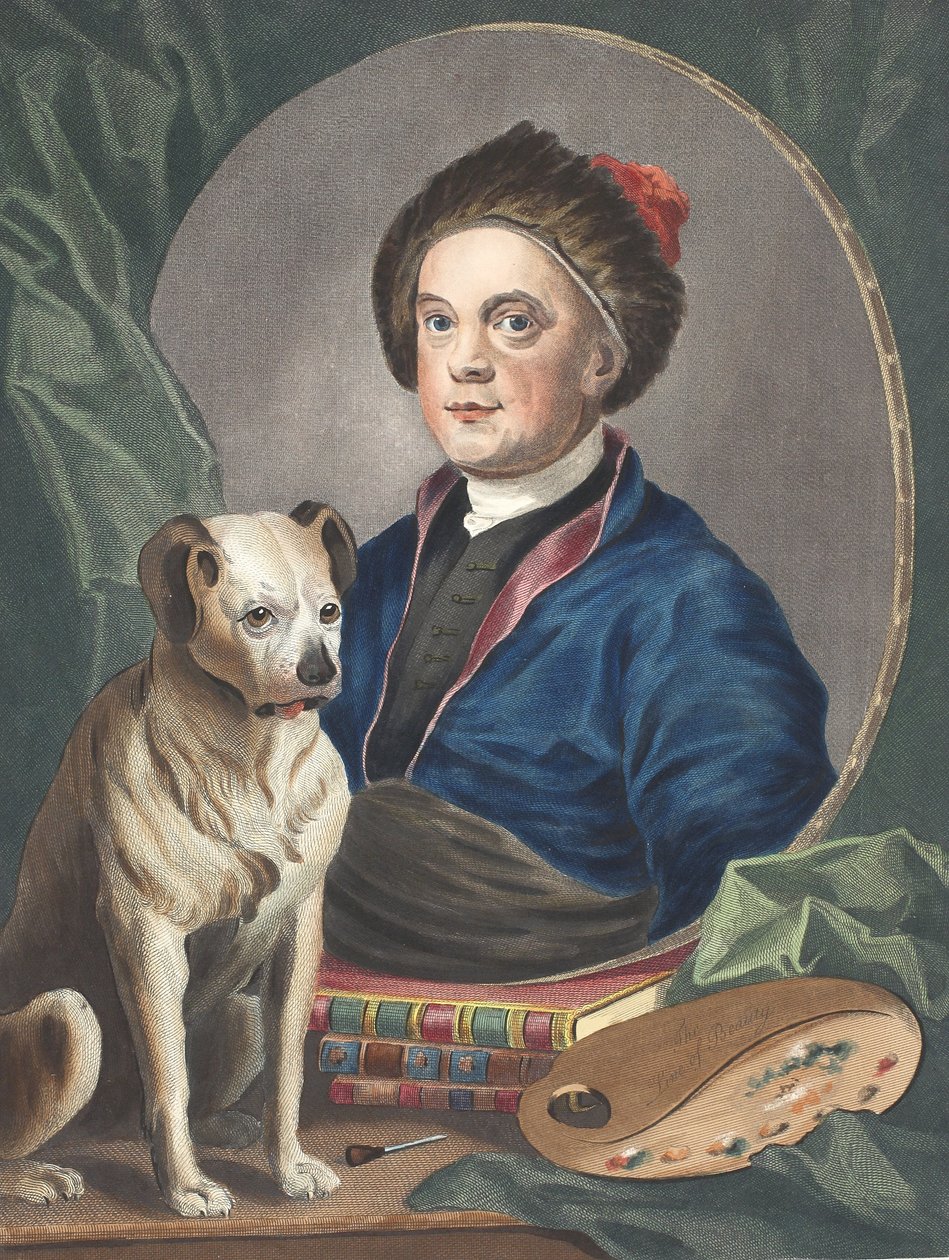 بورتريه ذاتي ، رسم توضيحي من "Hogarth Restored: The Whole Works of the William William Hogarth الشهير ، أعيد نقشه توماس كوك" ، الحانة. 1812 (نقش يدوي) بواسطة وليام هوغارث