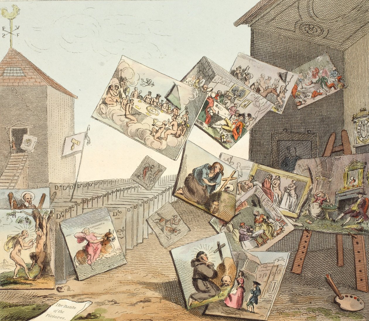 معركة الصور ، رسم توضيحي من "Hogarth Restored: The Whole Works of the William Hogarth الشهير ، أعيد نقشه توماس كوك" ، الحانة. 1812 (نقش يدوي) بواسطة وليام هوغارث