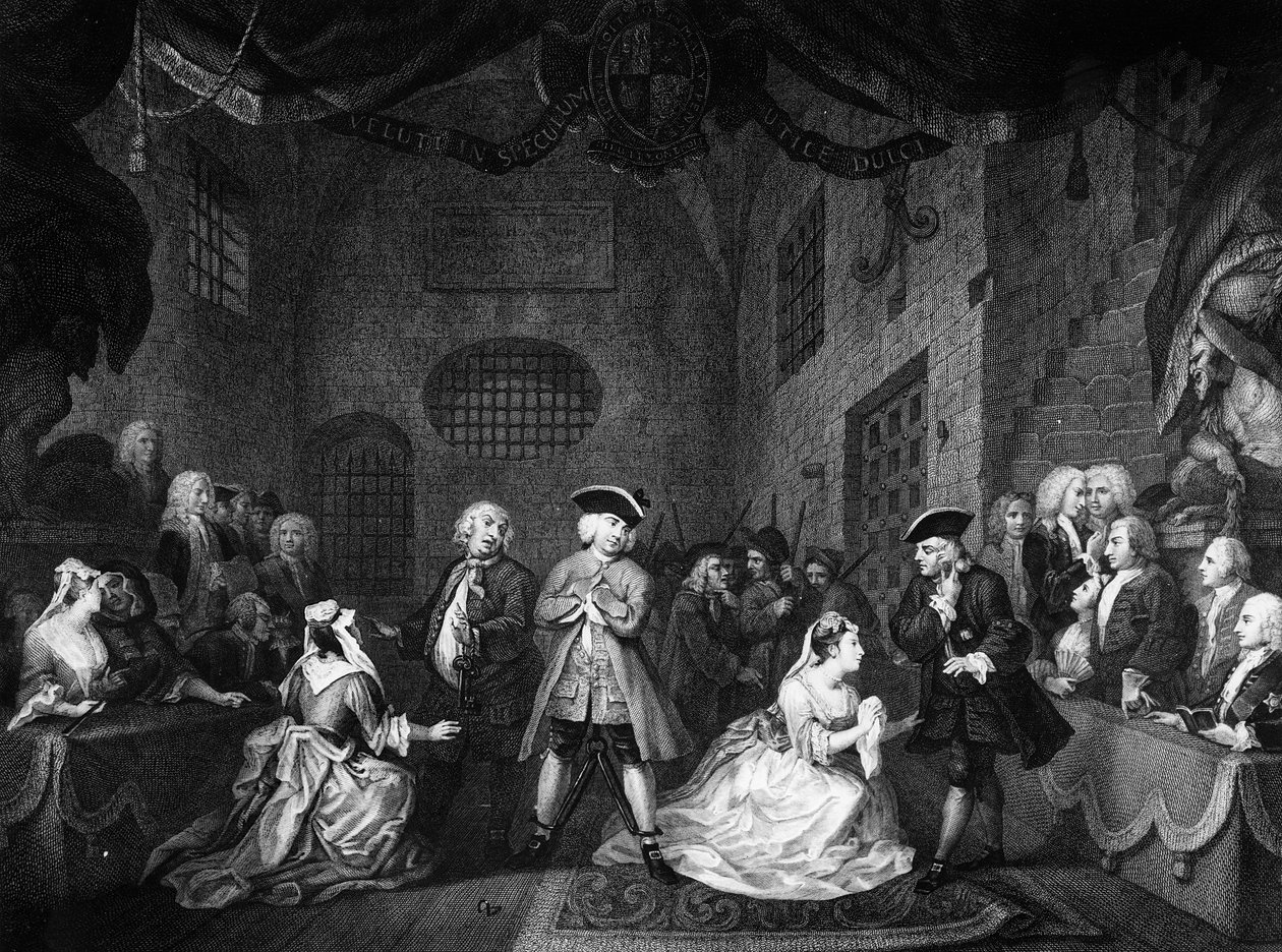 أوبرا متسول ، المشهد الثالث ، الفصل الحادي عشر ، ج .1728 بواسطة وليام هوغارث