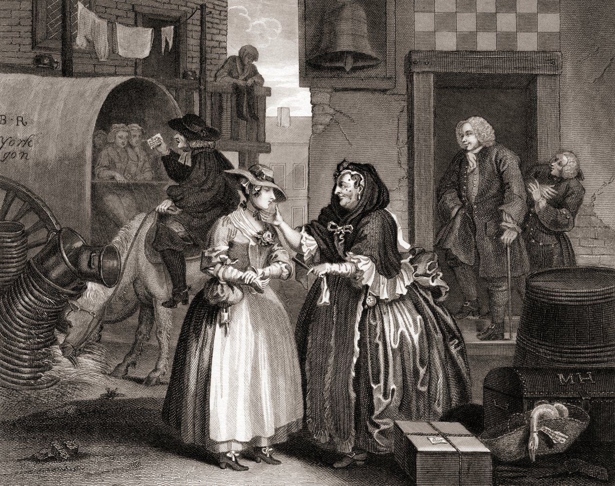 ال Harlots Progress المحاصر من قبل وكيل ، من أعمال هوجارث المنشورة لندن 1833 (النقش وزن الجسم) بواسطة وليام هوغارث