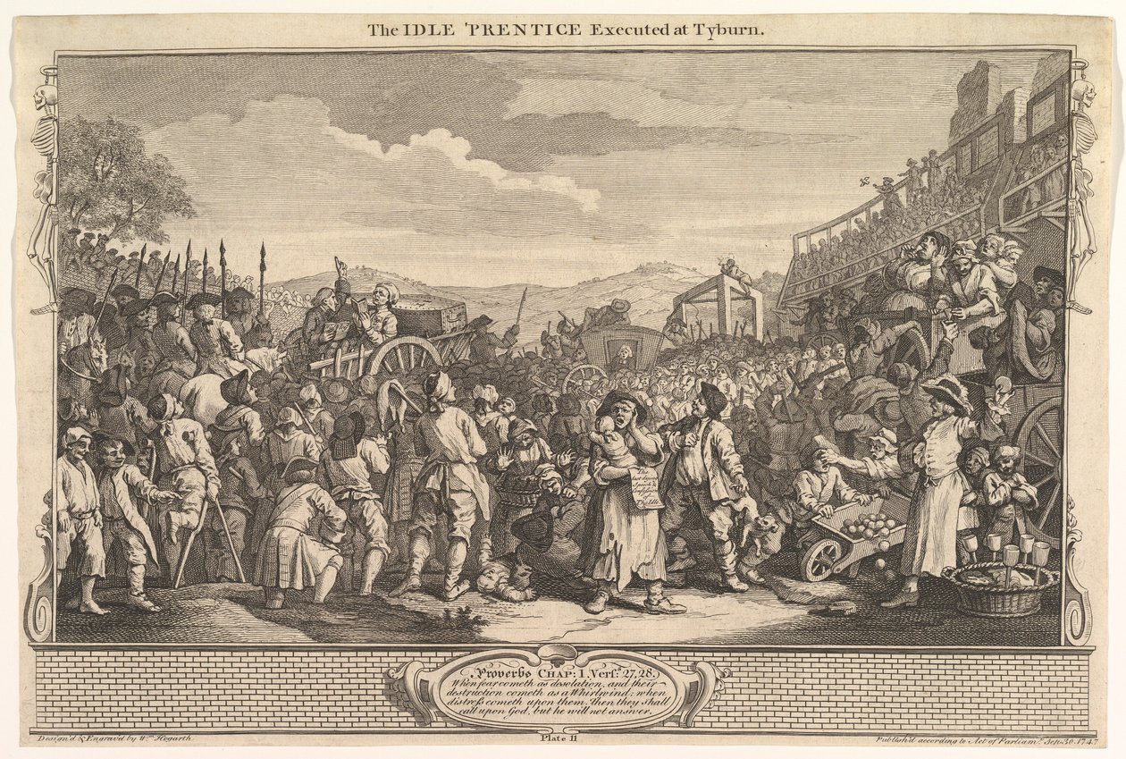 The Idle Prentice تم تنفيذه في Tyburn: Industry and Idleness ، اللوحة 11 ، 30 سبتمبر 1747. بواسطة وليام هوغارث
