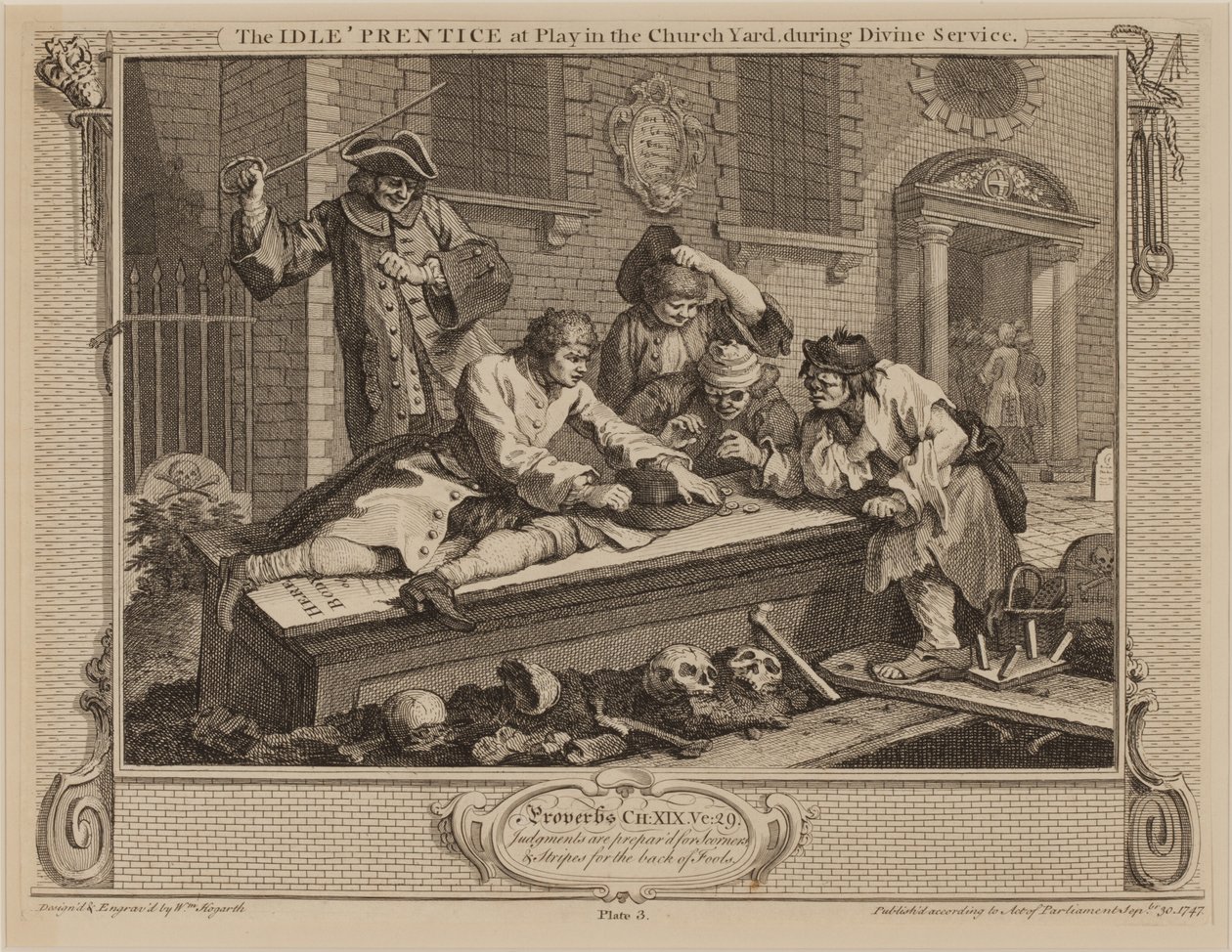 The Idle &39;Prentice at Play in the Church Yard ، أثناء الخدمة الإلهية بواسطة وليام هوغارث