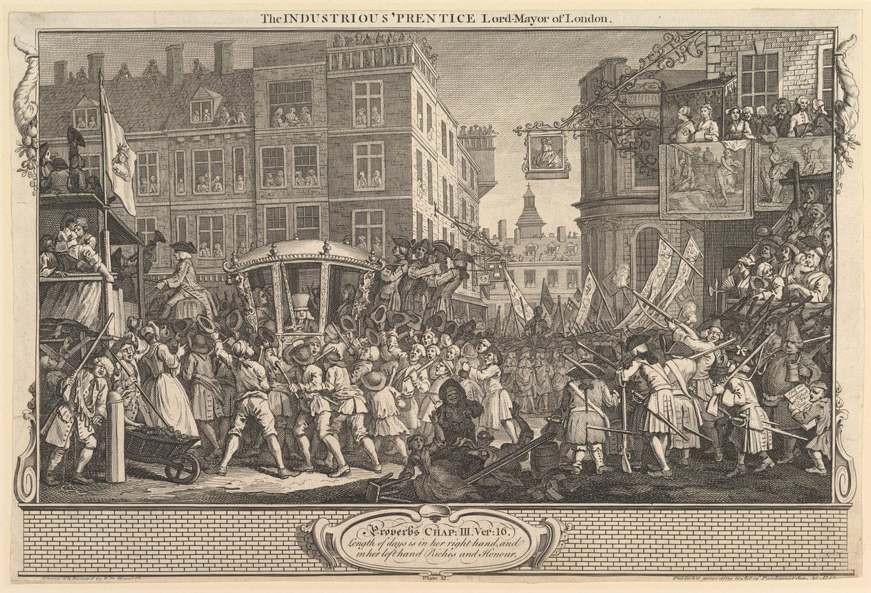 The Prustice Lord Mayoror Mayor of London: Industry and Idleness، plate ...، September 30، 1747. بواسطة وليام هوغارث