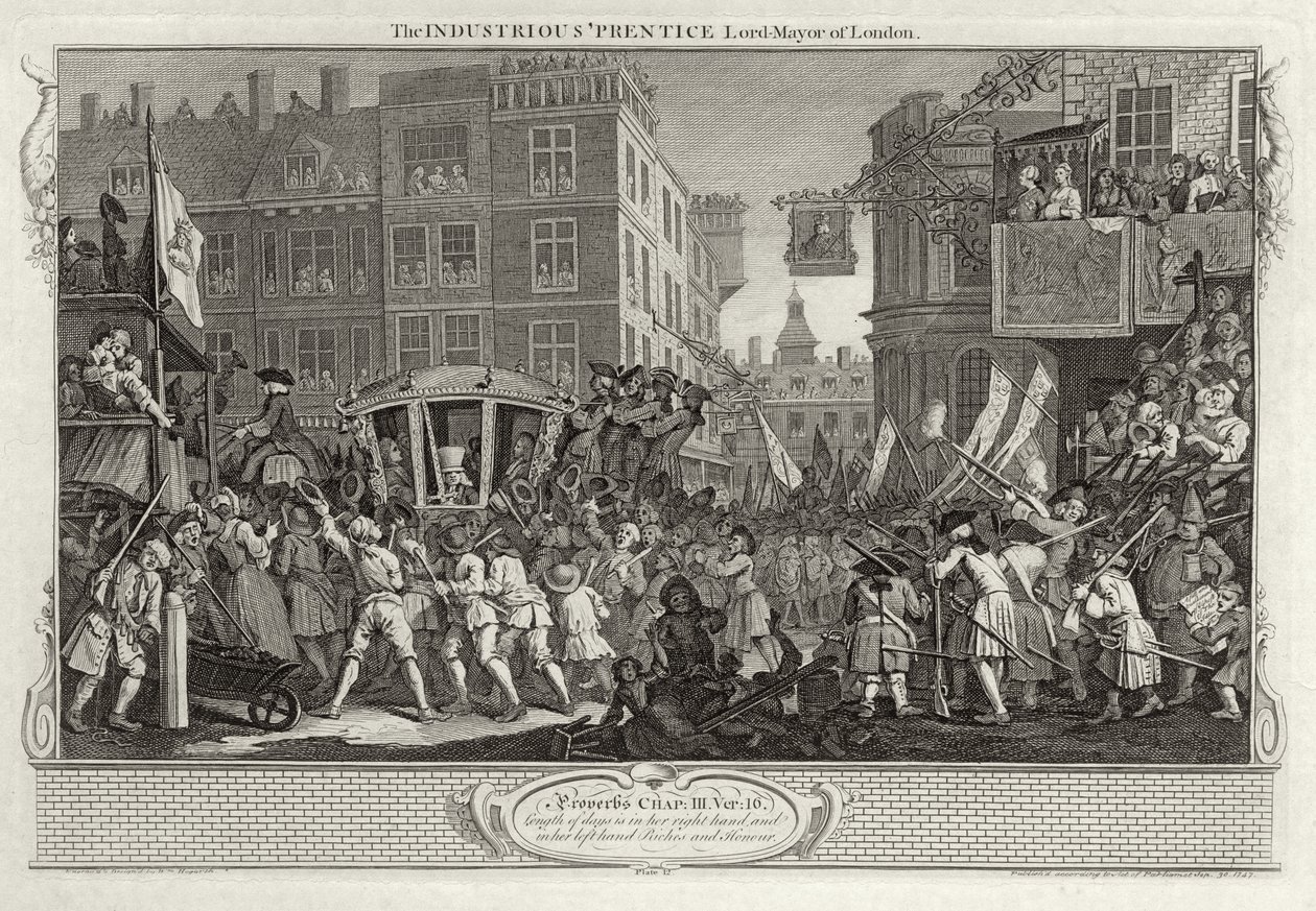 The Prustice Lord Mayor of London ، اللوحة XII من "Industry and Idleness" ، تم نشره عام 1833 بواسطة وليام هوغارث