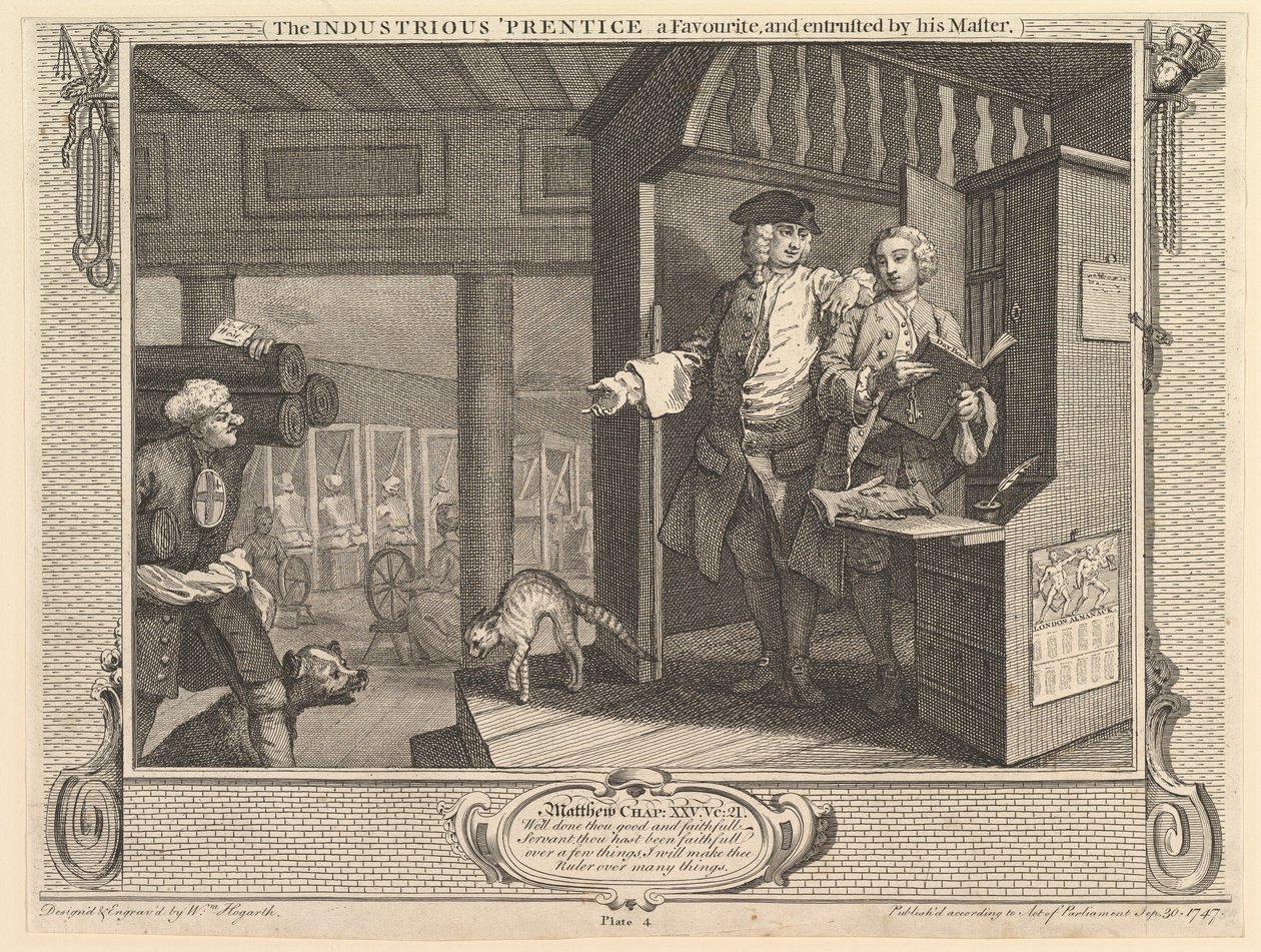 Prentice المجتهد هو المفضل ، وأوكل إليه سيده: الصناعة ... ، 30 سبتمبر 1747. بواسطة وليام هوغارث