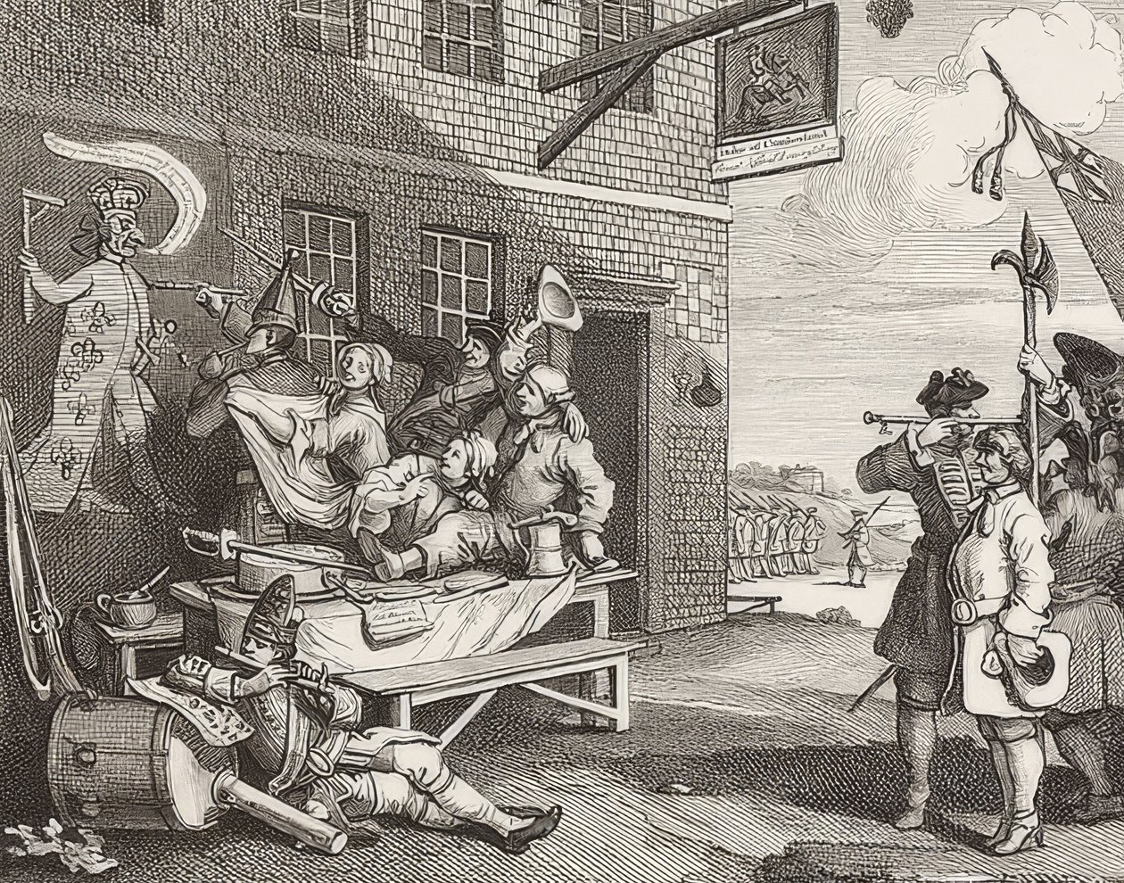 The Invasion، Plate 2: England - Die Invasion، Blatt 2: إنجلترا. 1756 بواسطة وليام هوغارث