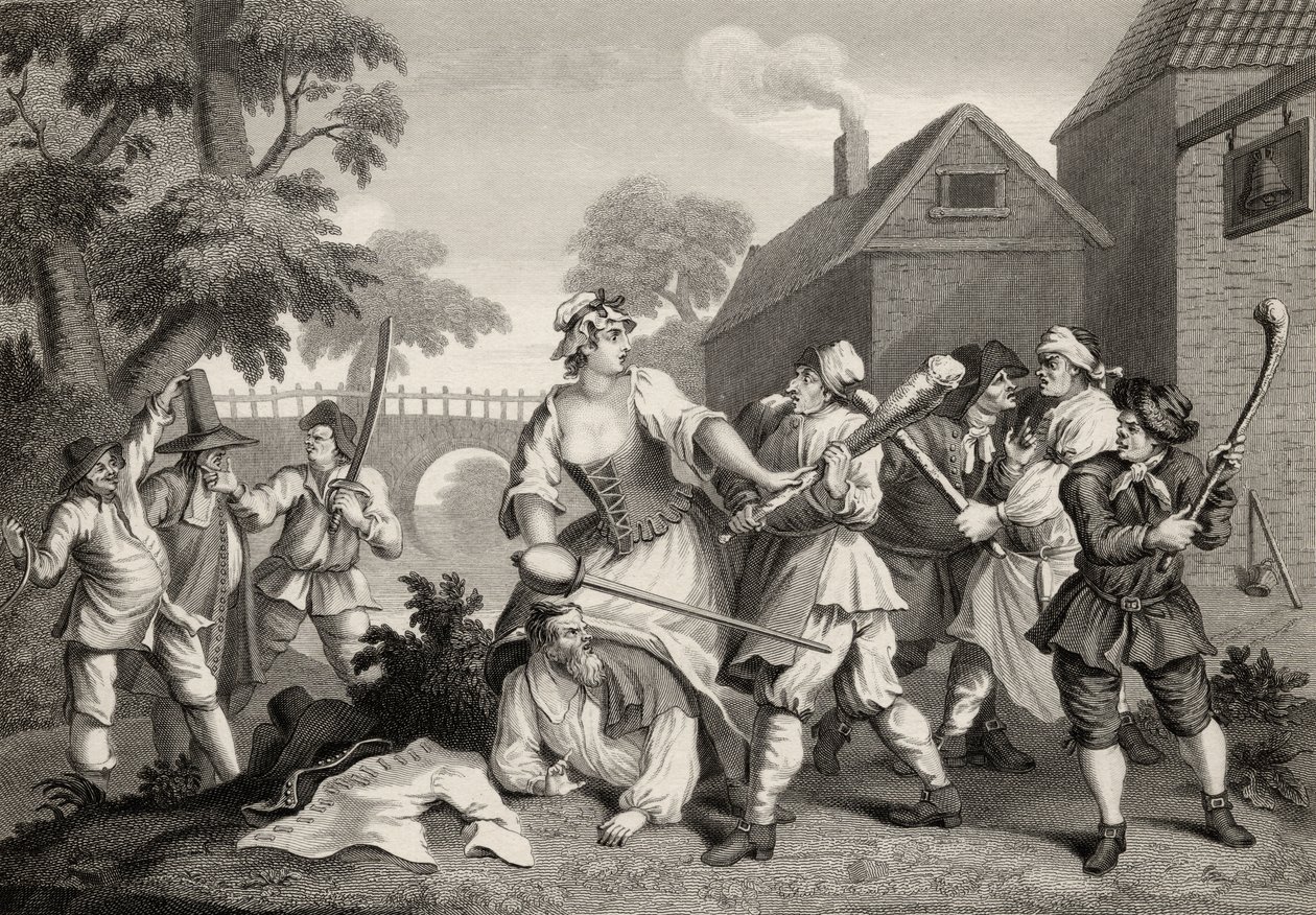 يقدم الفارس إلى ترولا ، من "Hudibras" بقلم صامويل بتلر (1612-80) الذي نقشه FF Walker ، من "أعمال ويليام هوغارث" ، نُشر عام 1833 بواسطة وليام هوغارث