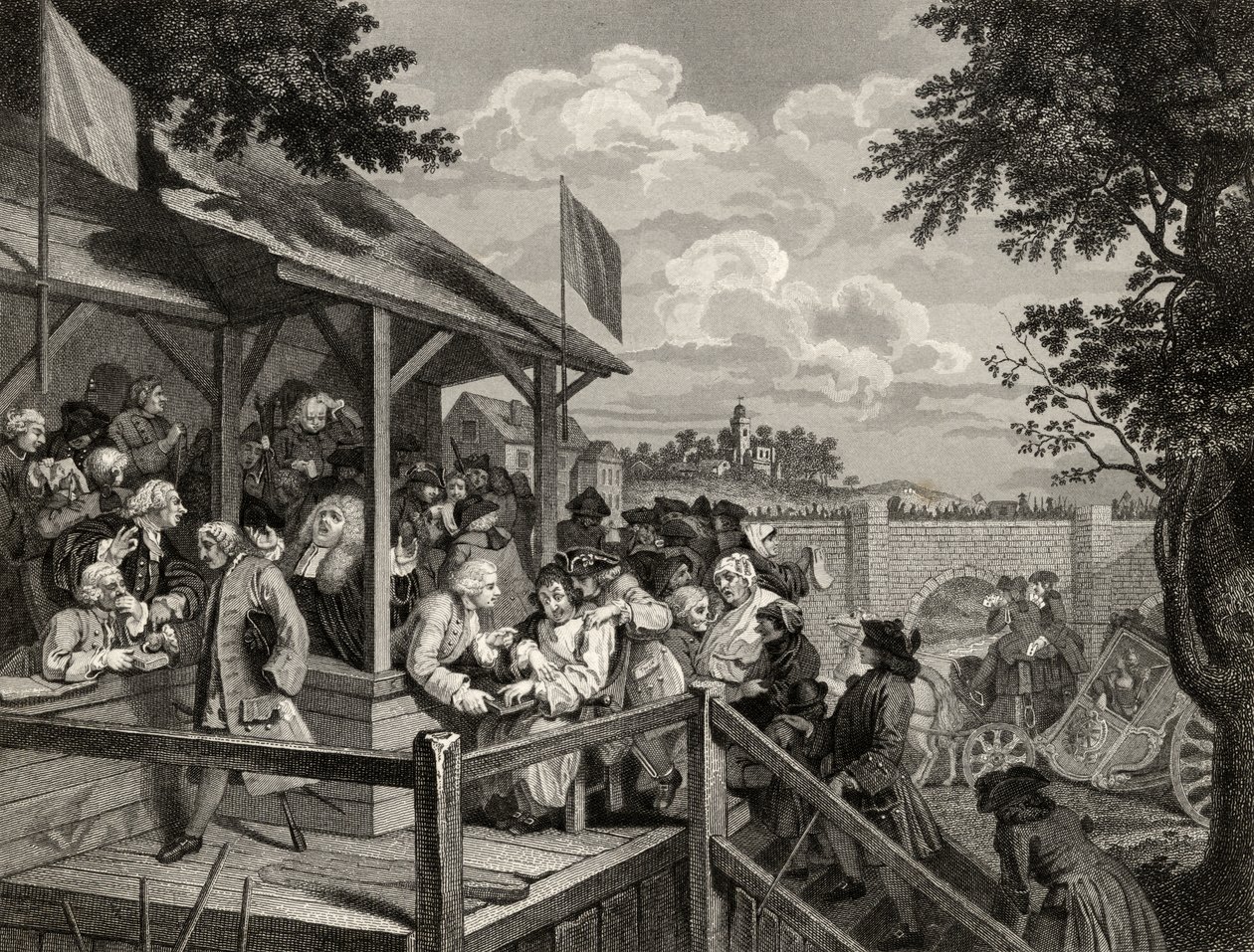 الاستطلاع ، الذي نقشه جورج بريسبيري ، من "أعمال ويليام هوغارث" ، نُشر عام 1833 بواسطة وليام هوغارث