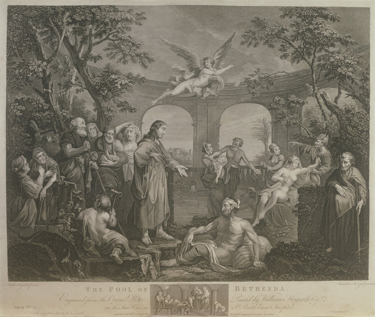 بركة بيثيسدا ، نقشها JM Delatre und Simon Francis Ravenet ، نشرها John Boydell (1719-1804) 1772 بواسطة وليام هوغارث