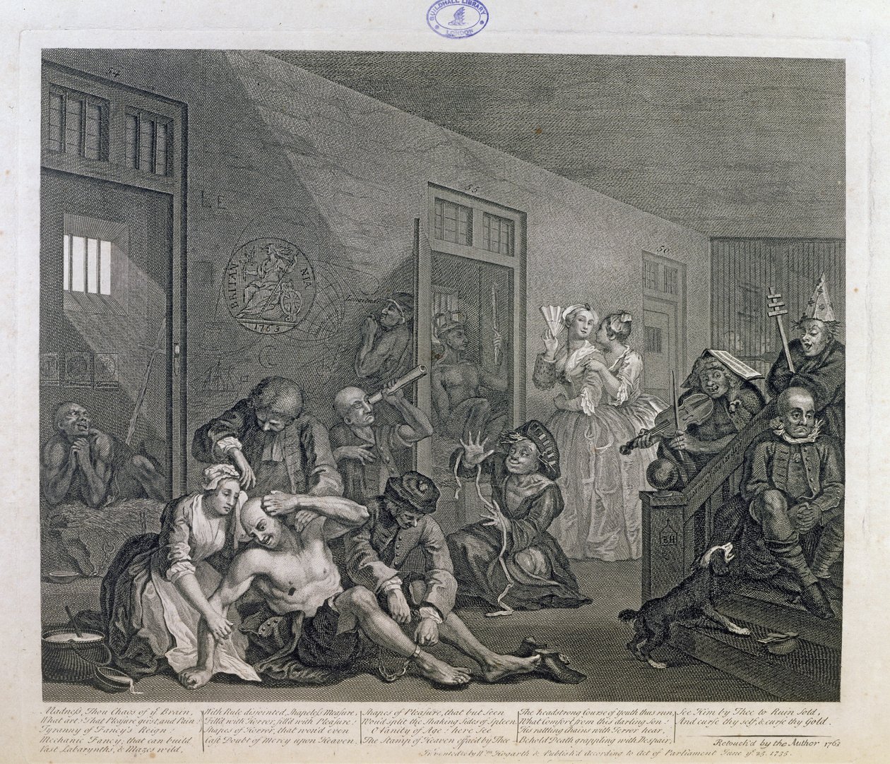 The Rake in Bedlam ، اللوحة الثامنة من "Rake&39;s Progress" ، 1763 بواسطة وليام هوغارث