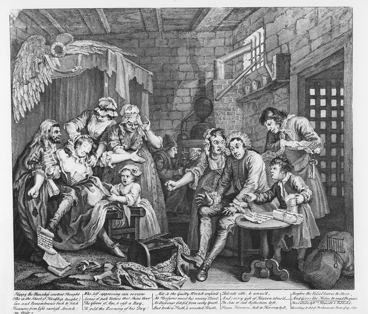 The Rake in Prison ، اللوحة السابعة ، من "A Rake&39;s Progress" ، 1735 بواسطة وليام هوغارث