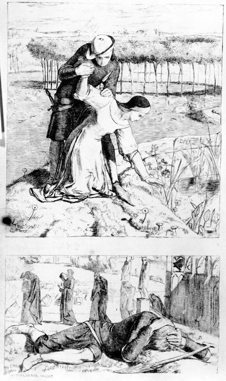 رسم توضيحي لتوماس وولنر "سيدتي الجميلة" ، نُشر في "The Germ" ، 1850 بواسطة وليام هولمان هانت