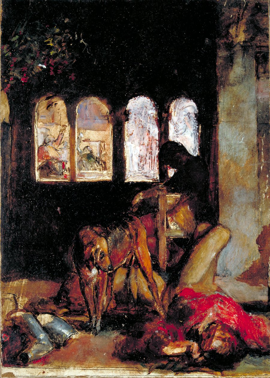 رسم تخطيطي لـ "عشية القديسة أغنيس" ، c1847 بواسطة وليام هولمان هانت