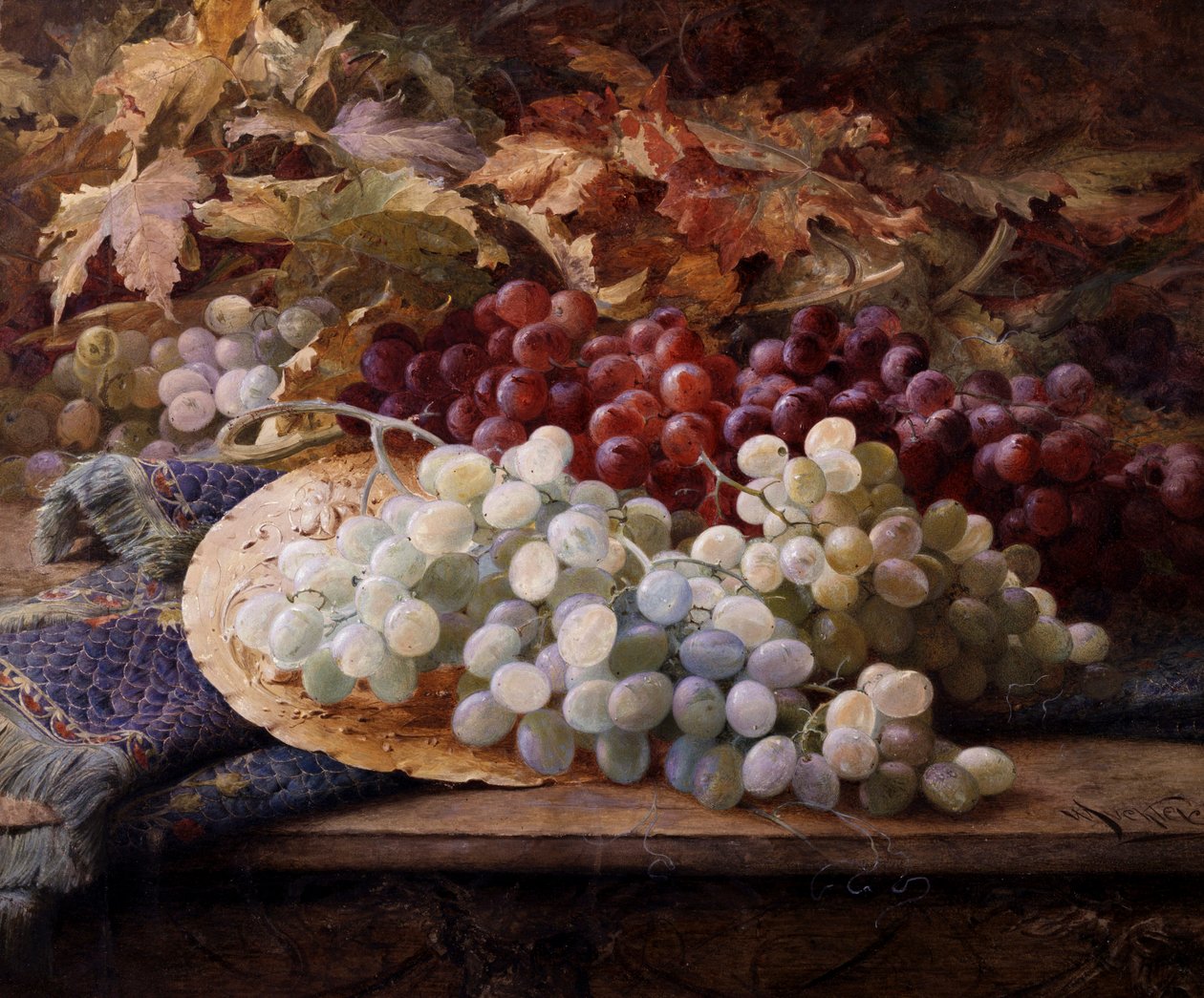 عنب أحمر وأبيض. لوحة رسمها ويليام جابز موكلي (1837-1905) مجموعة خاصة. بواسطة وليام جابيز موكلي