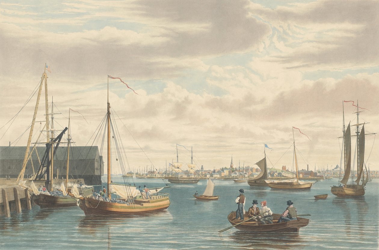 بوسطن: من دار السفينة ويست إند أوف ذا نيفي يارد ، نُشر عام 1833. بواسطة وليام جيمس بينيت