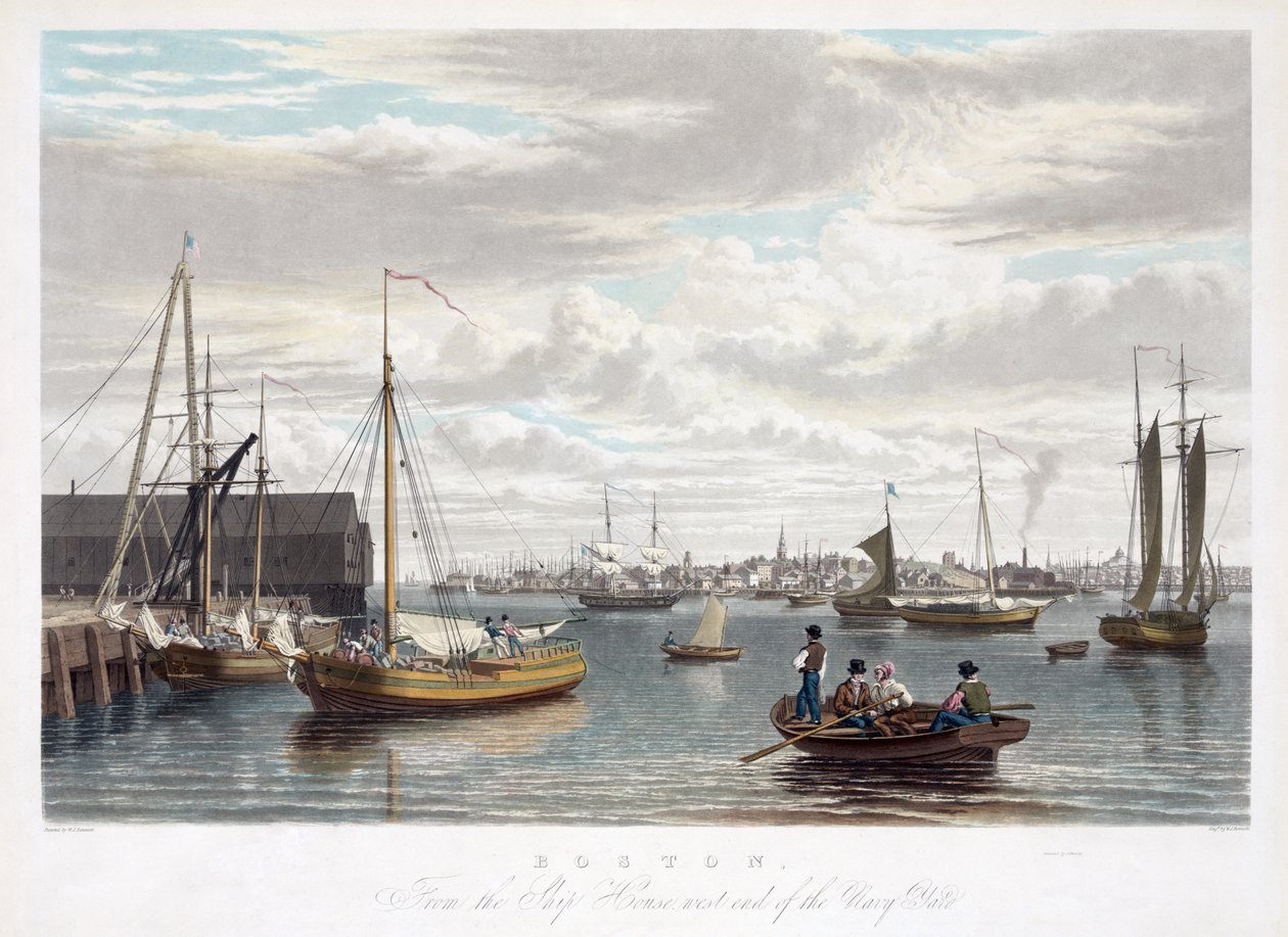 بوسطن ، من Ship House ، الطرف الغربي من Navy Yard ، c.1833 بواسطة وليام جيمس بينيت