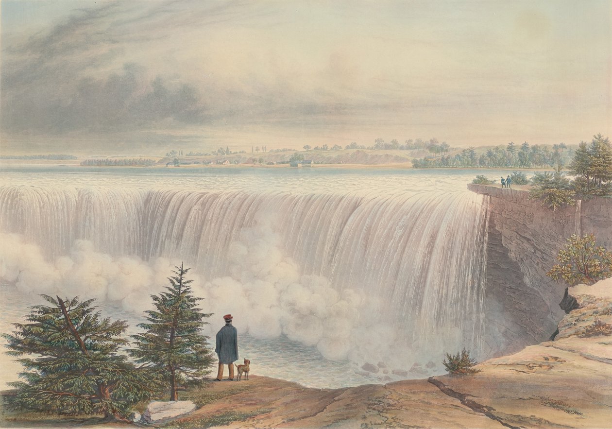 شلالات نياجرا من صخرة الطاولة ، نُشرت عام 1840. بواسطة وليام جيمس بينيت