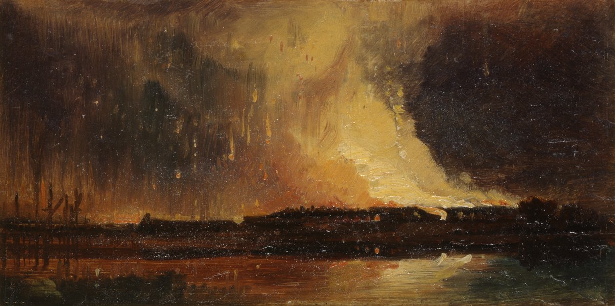 أعمال شغب بريستول: إحراق الغاول الجديد من كانون مارش ، حوالي عام 1831 (زيت على ورق) بواسطة وليام جيمس مولر