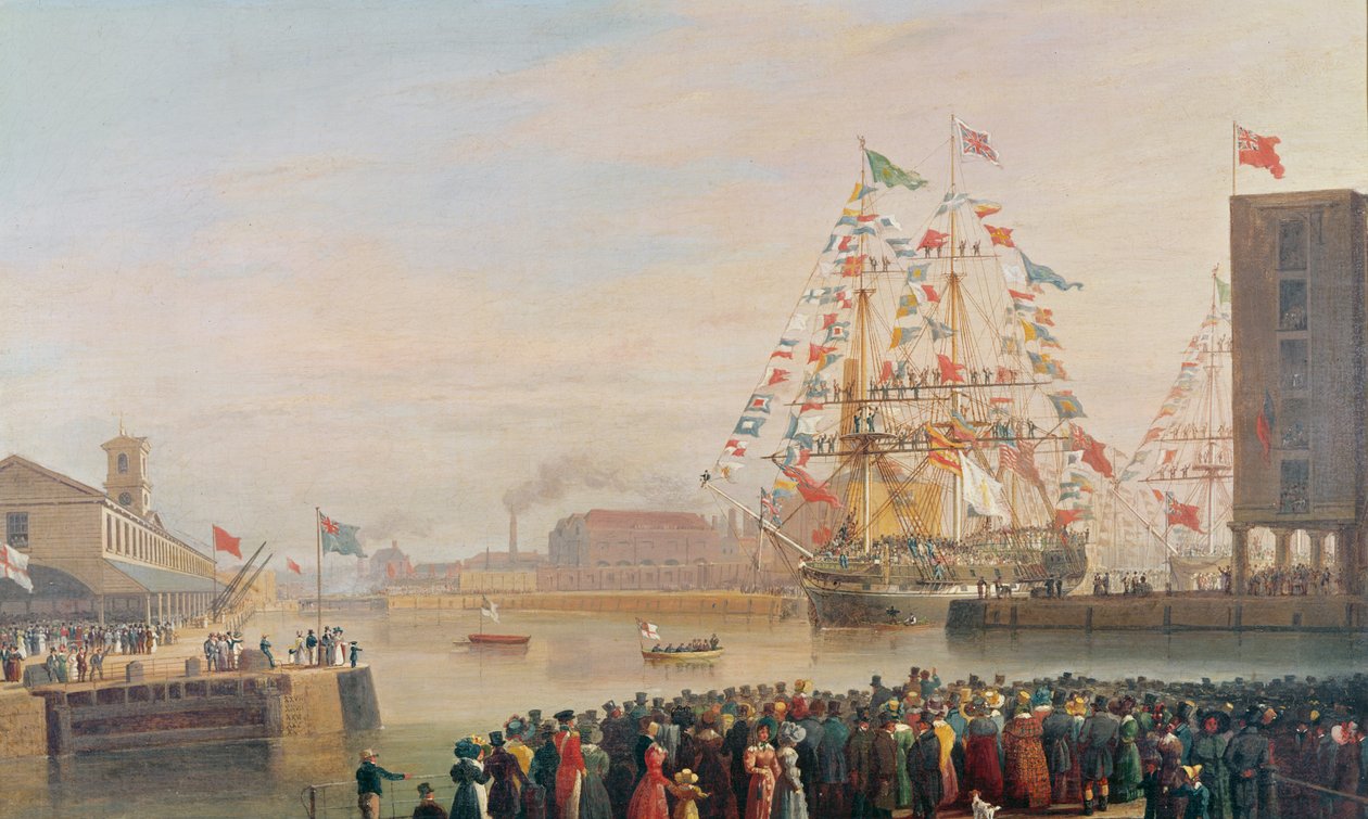افتتاح رصيف سانت كاترين ، 25 أكتوبر 1828 بواسطة وليام جون هوجينز