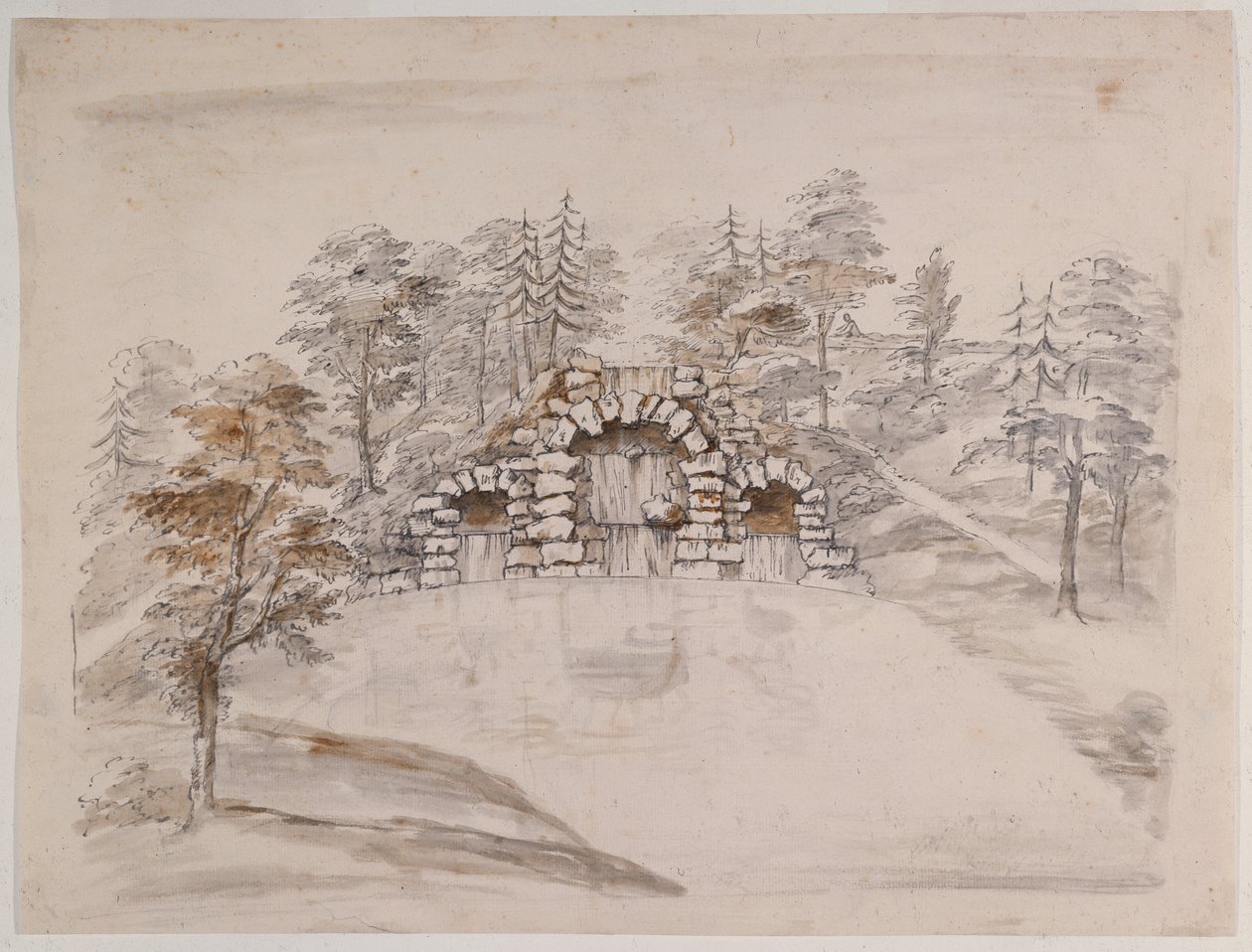 Chiswick, design for a cascade (pen and ink and wash on paper) بواسطة وليام كينت