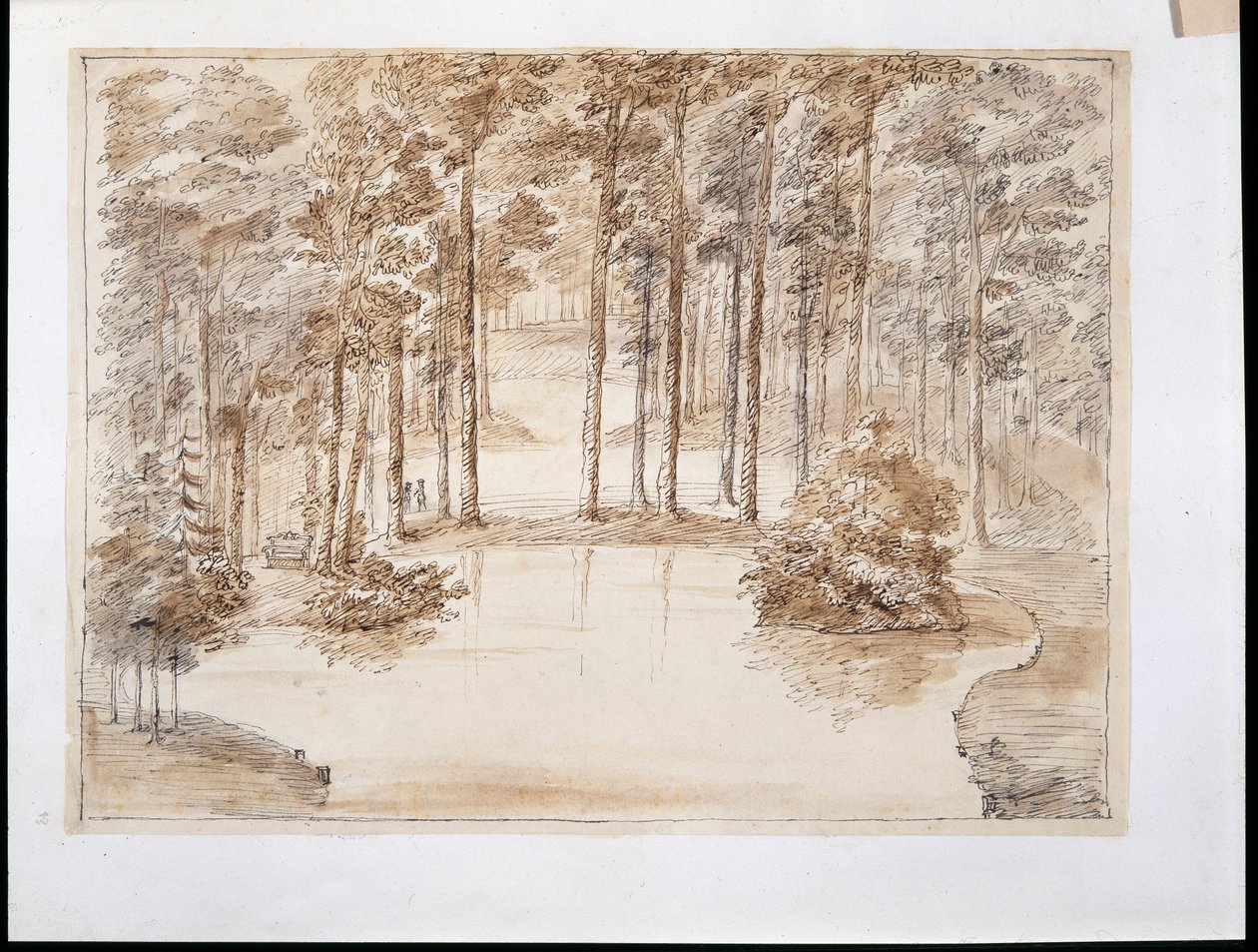 Chiswick, design for the making of a water woodland garden (pen & ink and wash over pencil) بواسطة وليام كينت