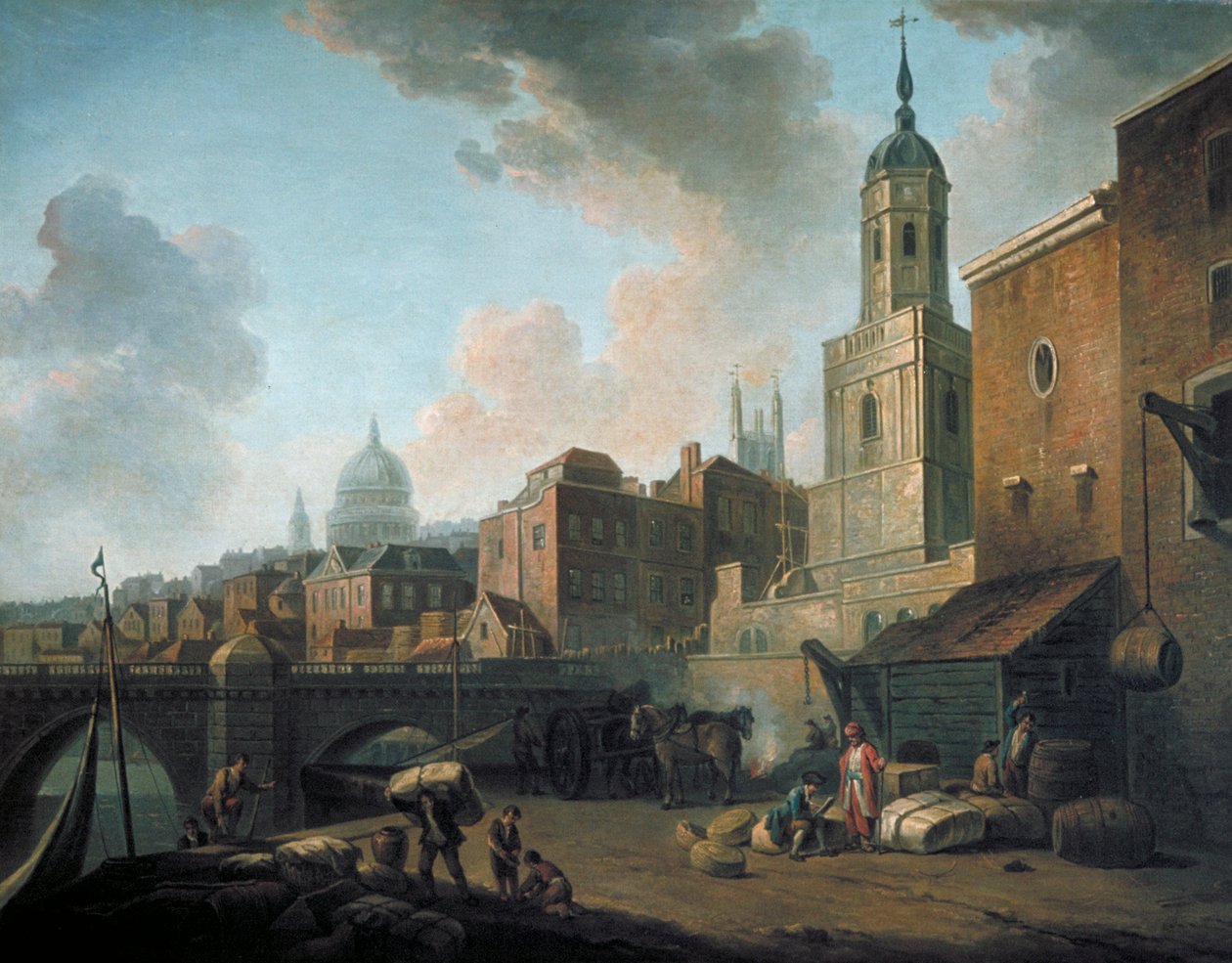"Fresh Wharf، near London Bridge"، c1762 بواسطة وليام مارلو