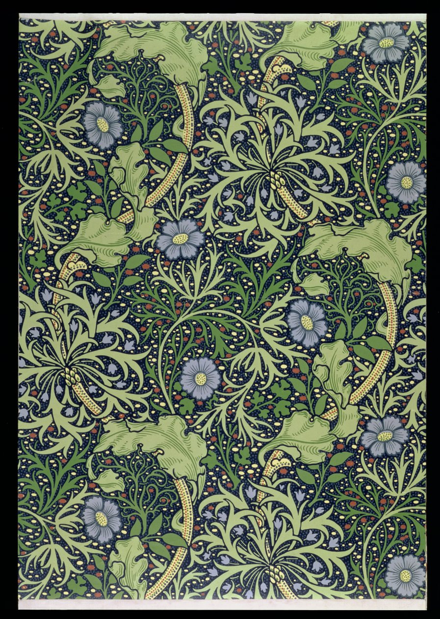 تصميم خلفية الأعشاب البحرية ، طبعه جون هنري ديريل (1860-1932) ، 1901 (ورق جدران) بواسطة وليام موريس
