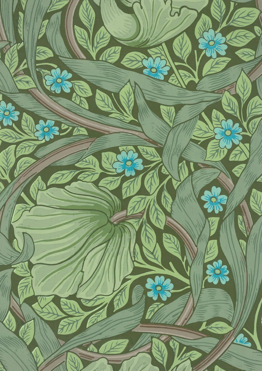 عينة ورق حائط ويليام موريس مع Forget-Me-Nots ، حوالي 1870 (طباعة خشبية ملونة) بواسطة وليام موريس