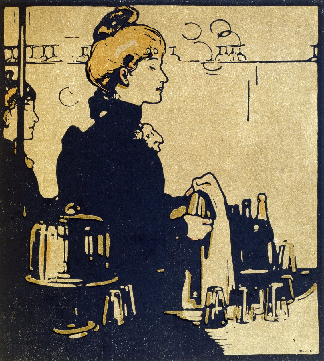 Barmaid ، رسم توضيحي من "London Types" ، نشره William Heinemann بواسطة وليام نيكلسون