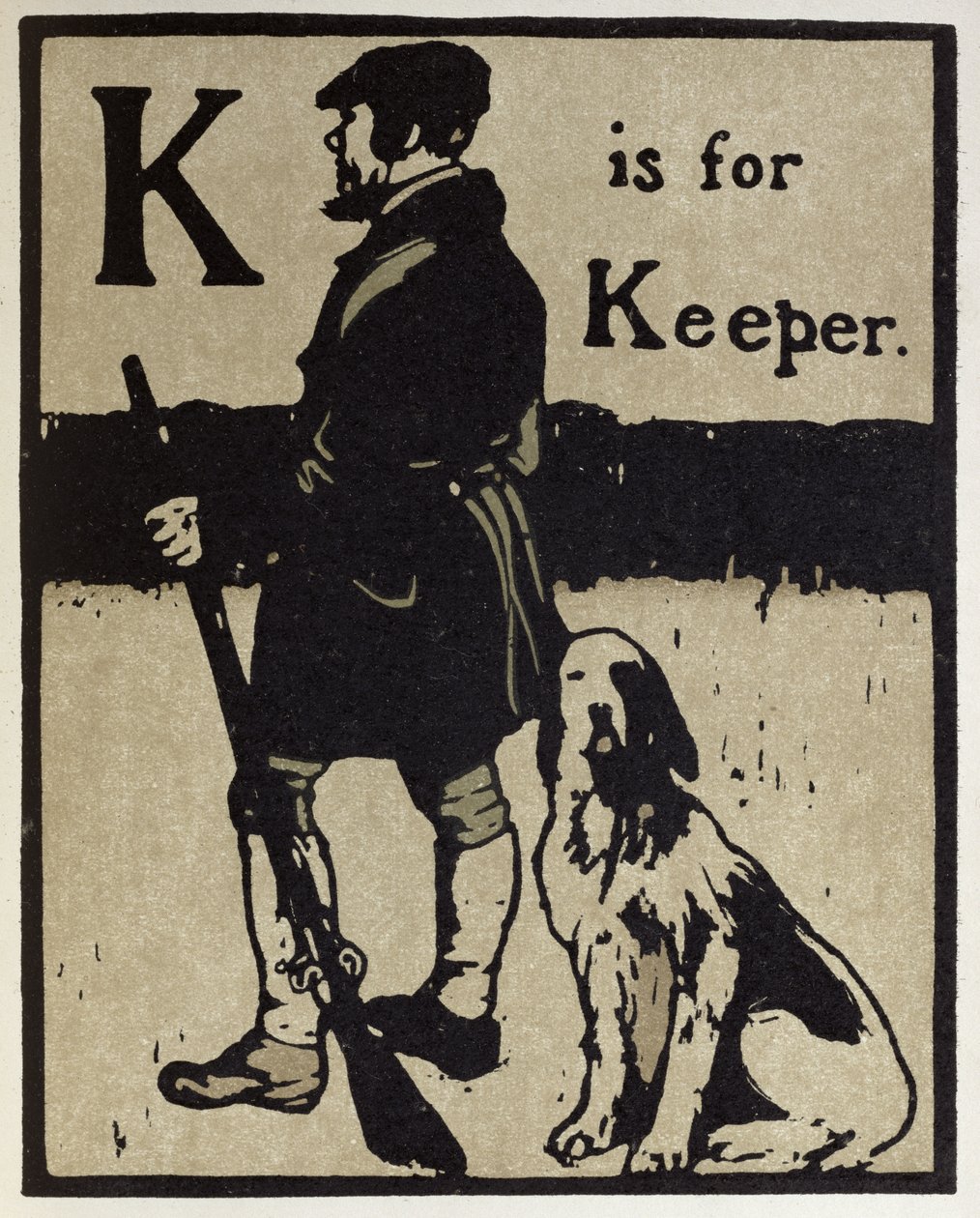 K هو لـ Keeper ، رسم توضيحي من "An Alphabet" ، نشره William Heinemann بواسطة وليام نيكلسون