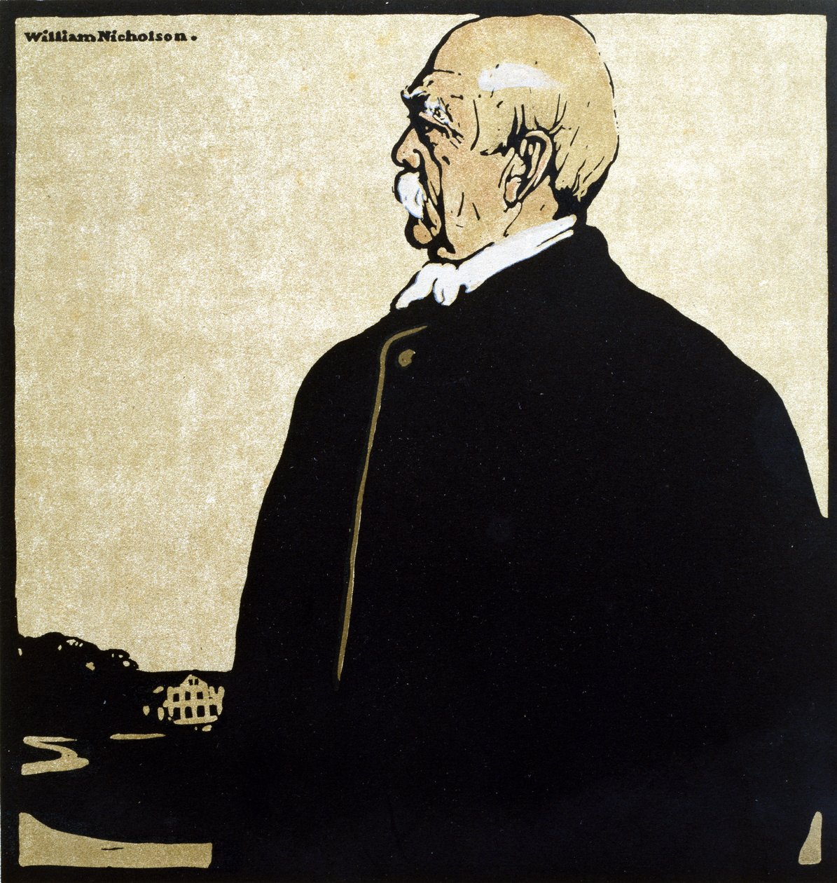 الأمير بسمارك (1815-98) ، رسم توضيحي من "اثنا عشر صورة" ، نُشر عام 1899 (قالب خشبي ملون يدويًا) بواسطة وليام نيكلسون
