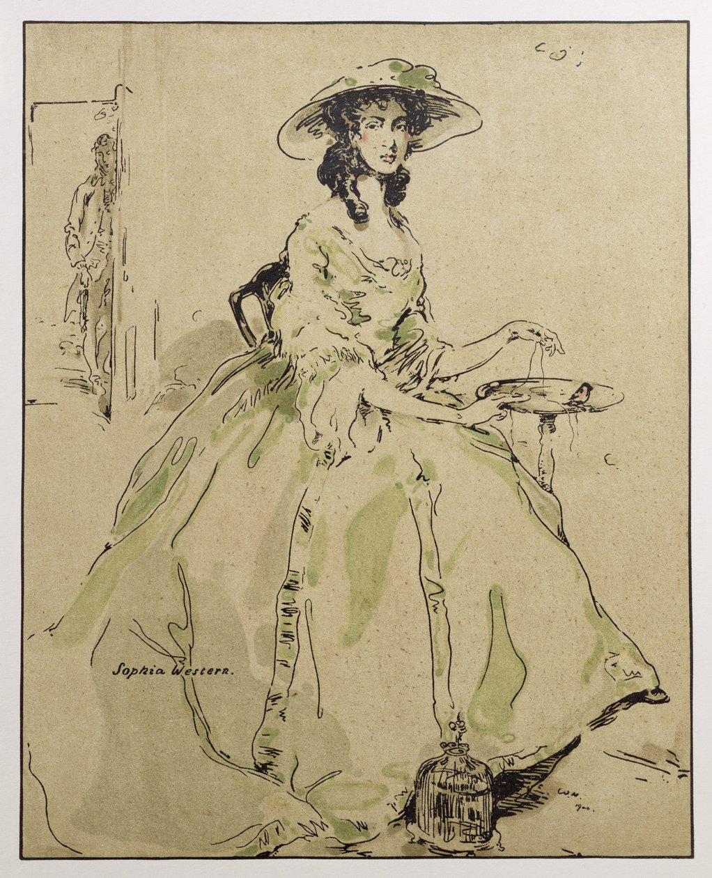 صوفيا ويسترن ، رسم توضيحي من "شخصيات الرومانسية" ، نُشر لأول مرة عام 1900 (لون ليثو) بواسطة وليام نيكلسون
