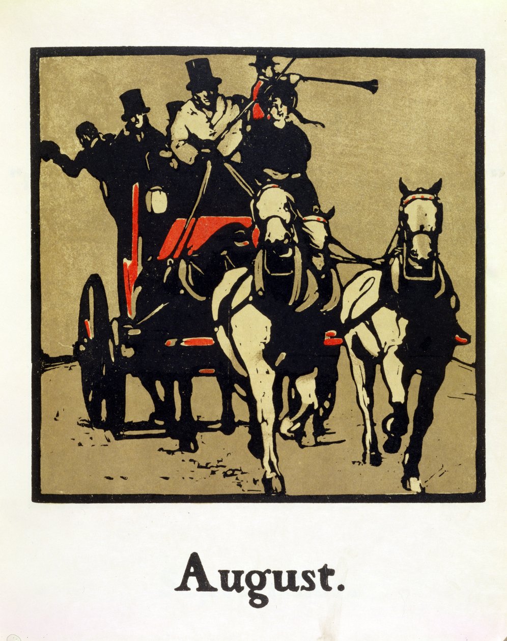 شهر أغسطس ، من كتاب "An Almanac of Twelve Sports" ، بكلمات روديارد كيبلينج ، نشره لأول مرة ويليام هاينمان بواسطة وليام نيكلسون