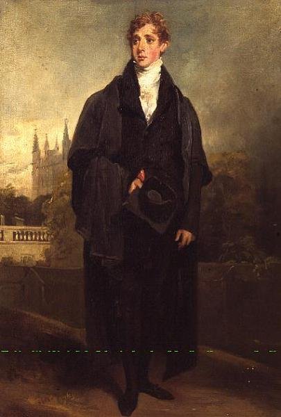 صورة لهنري تاونلي (1769-1825) يقف مرتديًا الزي الأكاديمي ، كلية ميرتون ، أكسفورد ربما في الخلفية بواسطة وليام أوين