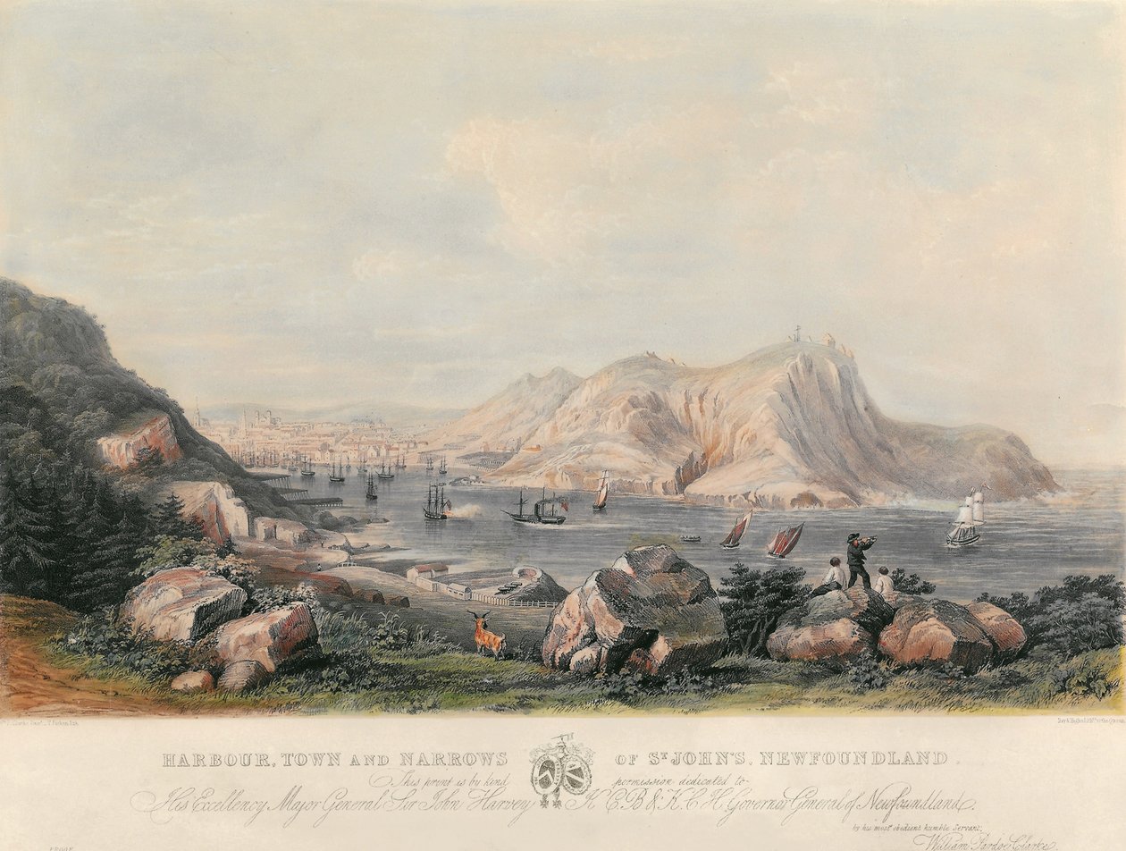 هاربور ، تاون وناروز سانت جون ، نيوفاوندلاند ، نقشها تي بيكن ، c.1845 بواسطة وليام باردو كلارك