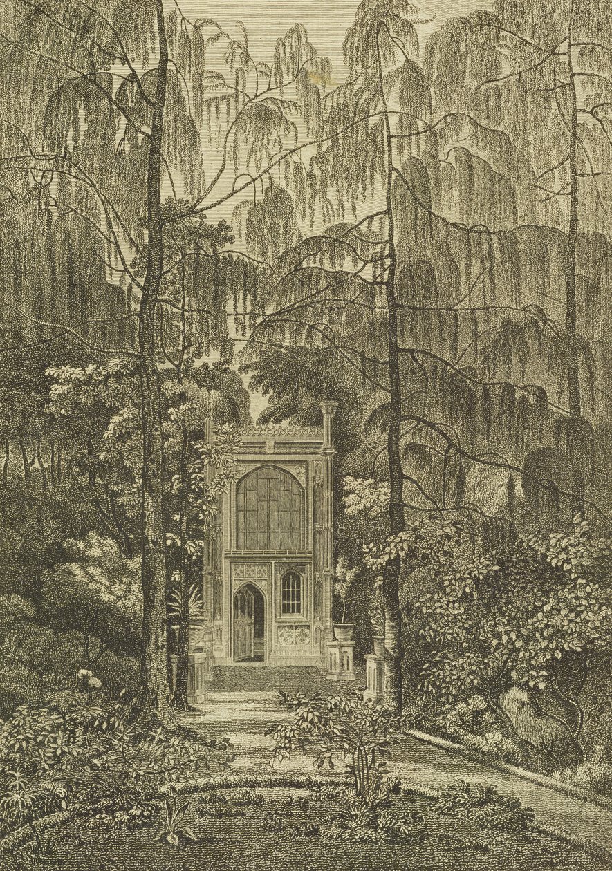 منظر للكنيسة في الحديقة في Strawberry Hill ، محفورة من قبل Godfrey ، 1784 بواسطة وليام بارس